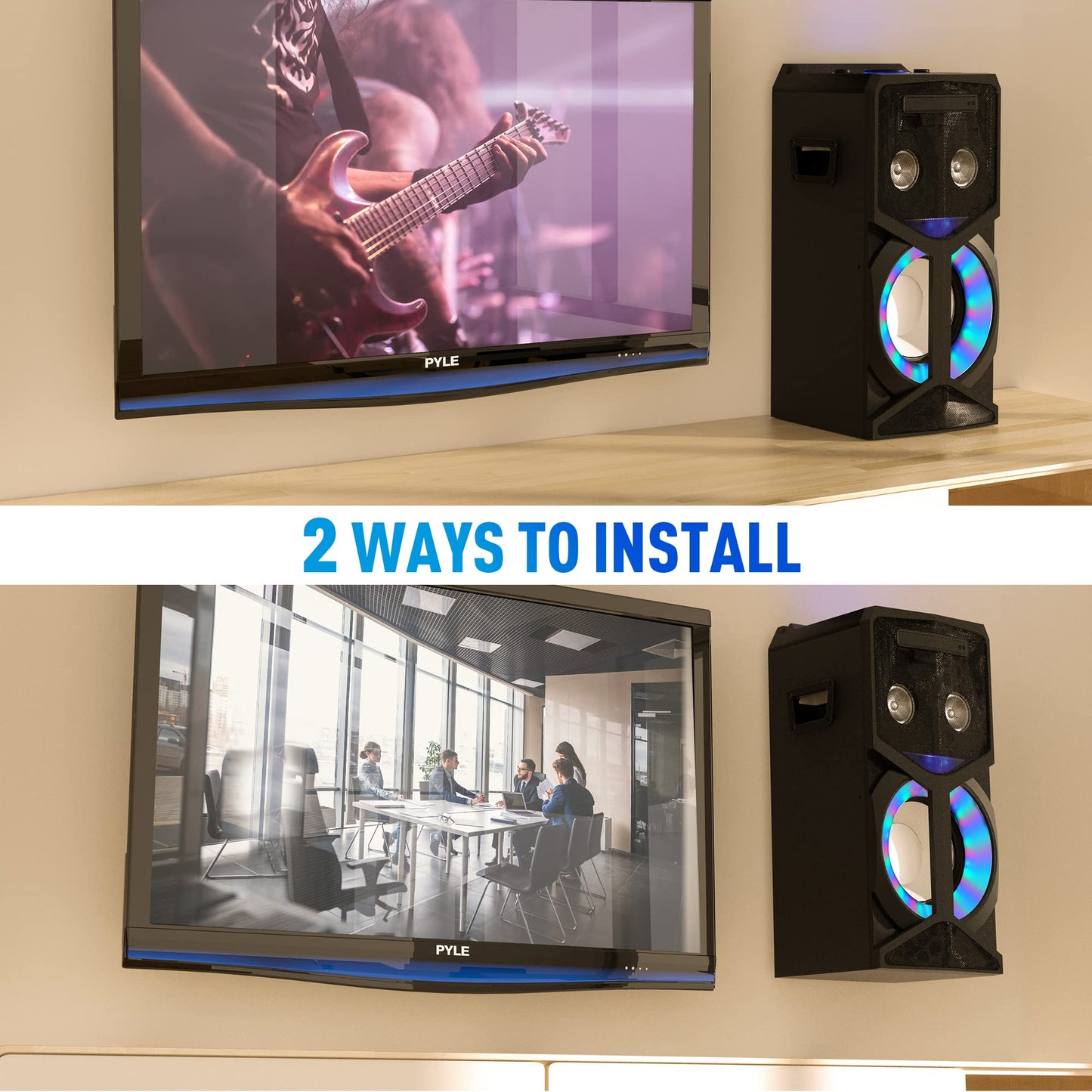 Pyle Karaoke Vibe PA Bluetooth Audio VIDEO/DVD Speaker System - 800W Multimedia CD/DVD Player for TV, Projectors, w/FM, USB, MIC, AUX, HDMI, RCA Inputs, Echo & LED Mode, w/Remote Control - PKRK270BT