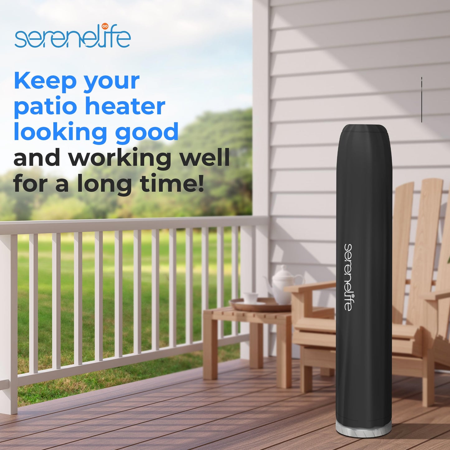 SereneLife Patio Heater Cover for SLOHT50 Infrared Outdoor Electric Space Heater, Heavy Duty Propane Heater Cover, Durable, Tearproof, Waterproof Dustproof, Wind/Sun/Snow Resistant