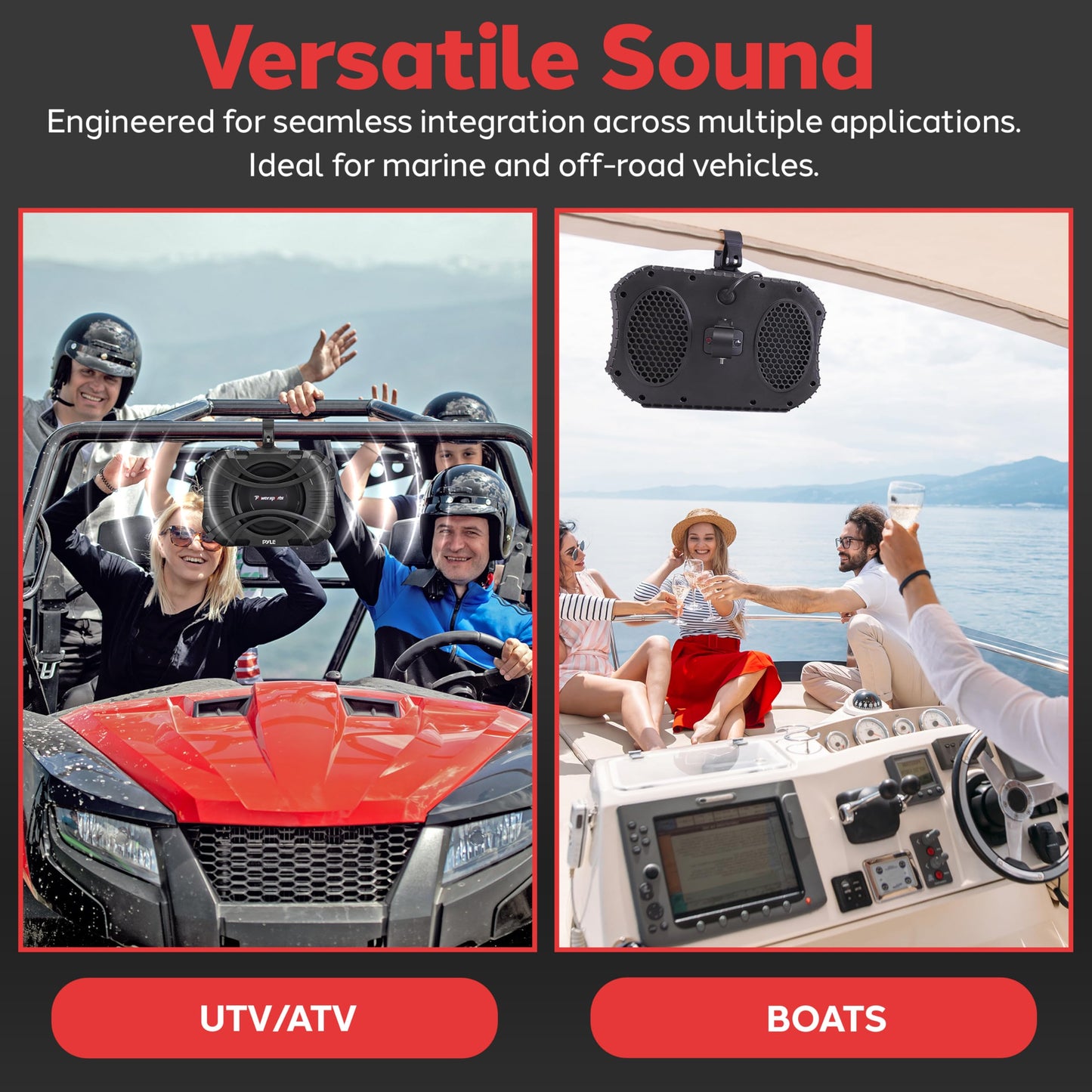 Pyle 10 Inch Subwoofer System - 400 Watts Powered Subwoofer for Marine & Powersports, Quick-Mount, Water Resistant Vehicle System, Weatherproof Housing, Designed for UTVs & Boats