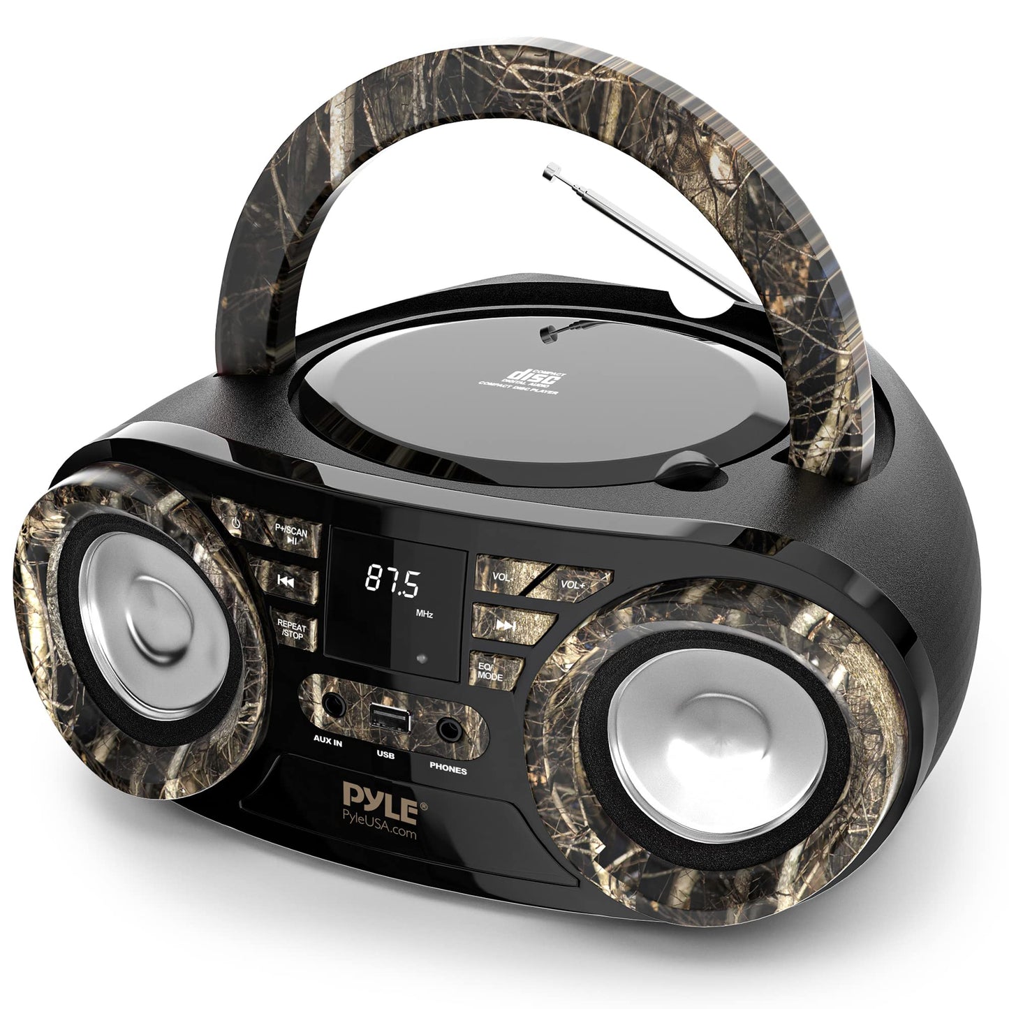 PYLE CD PLAYER PORTABLE, CD PLAYERS FOR HOME, PORTABLE CD PLAYER, 50W MAX POWER, WIRELESS BT STREAMING, AM/FM RADIO, USB PORT, INCLUDES AC/DC POWER CORD, 3.5MM AUX INPUT, HEADPHONE JACK