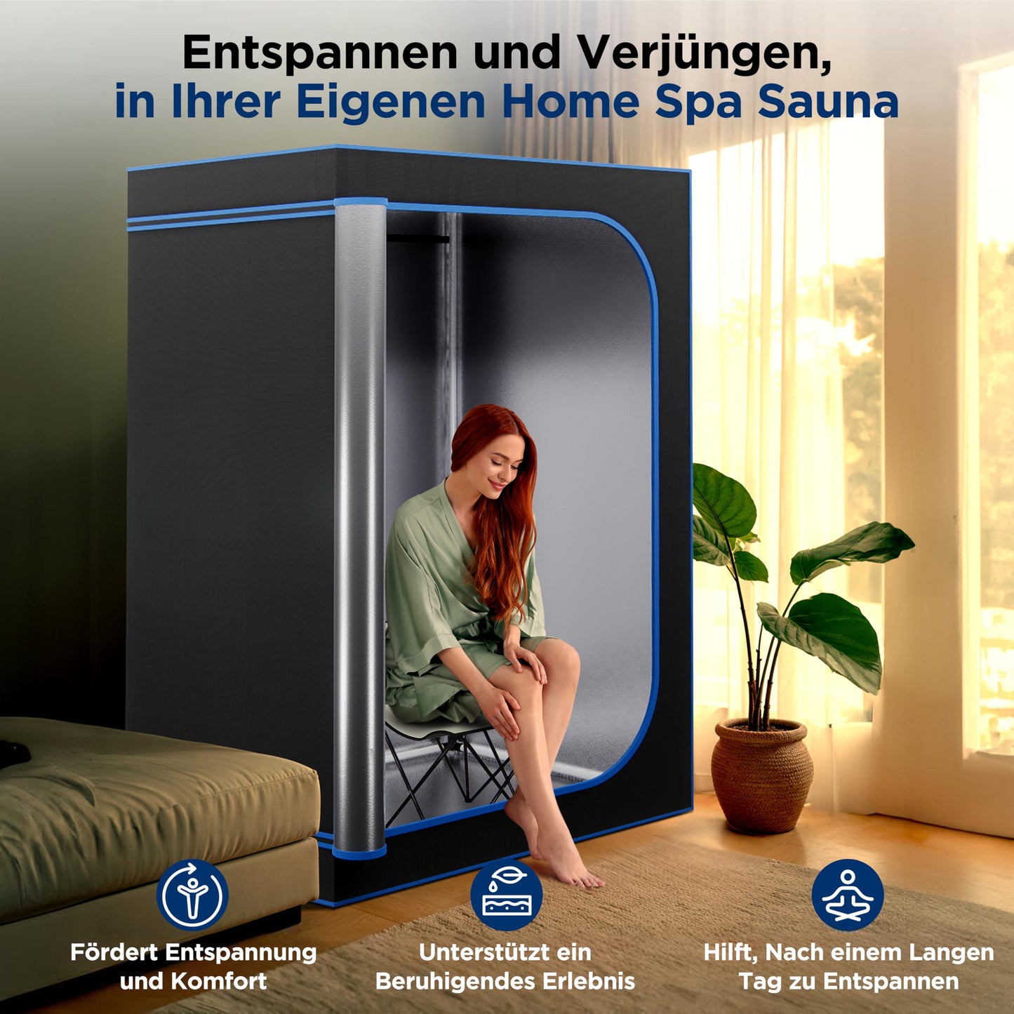 SereneLife Portable Sauna for Home, 2 Person Steam Sauna Tent with 4L Steamer, 2 Folding Sauna Chairs, Remote Control In-Home Spa, 71"x47" - inches (Black)