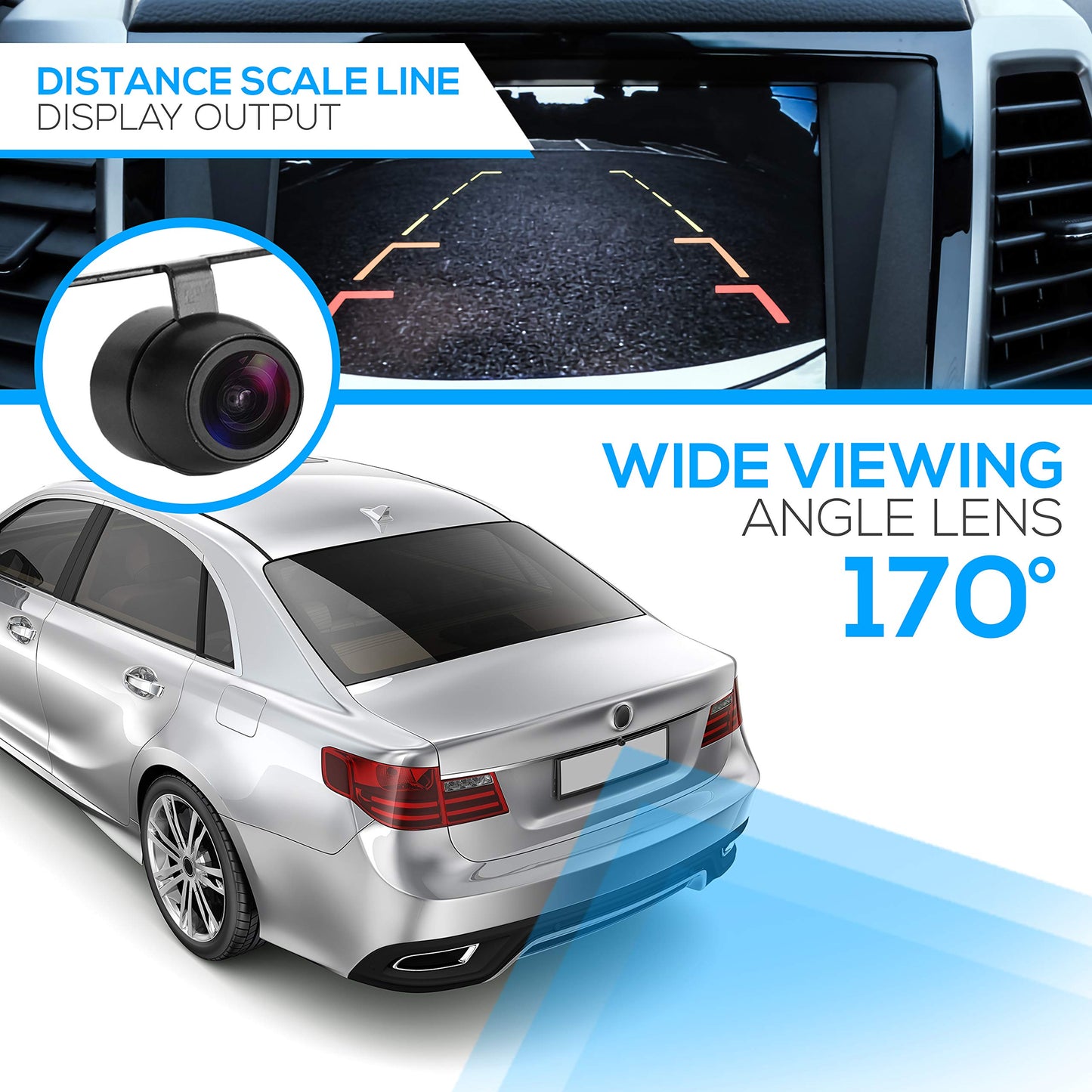Pyle Universal Front and Rear Dash Camera - 580 x 540 Pixels Compact Mini Car Backup Camera with Night Vision, Waterproof IP-68, 170° Adjustable Viewing Angle, Reverse & Rearview Parking Assistance