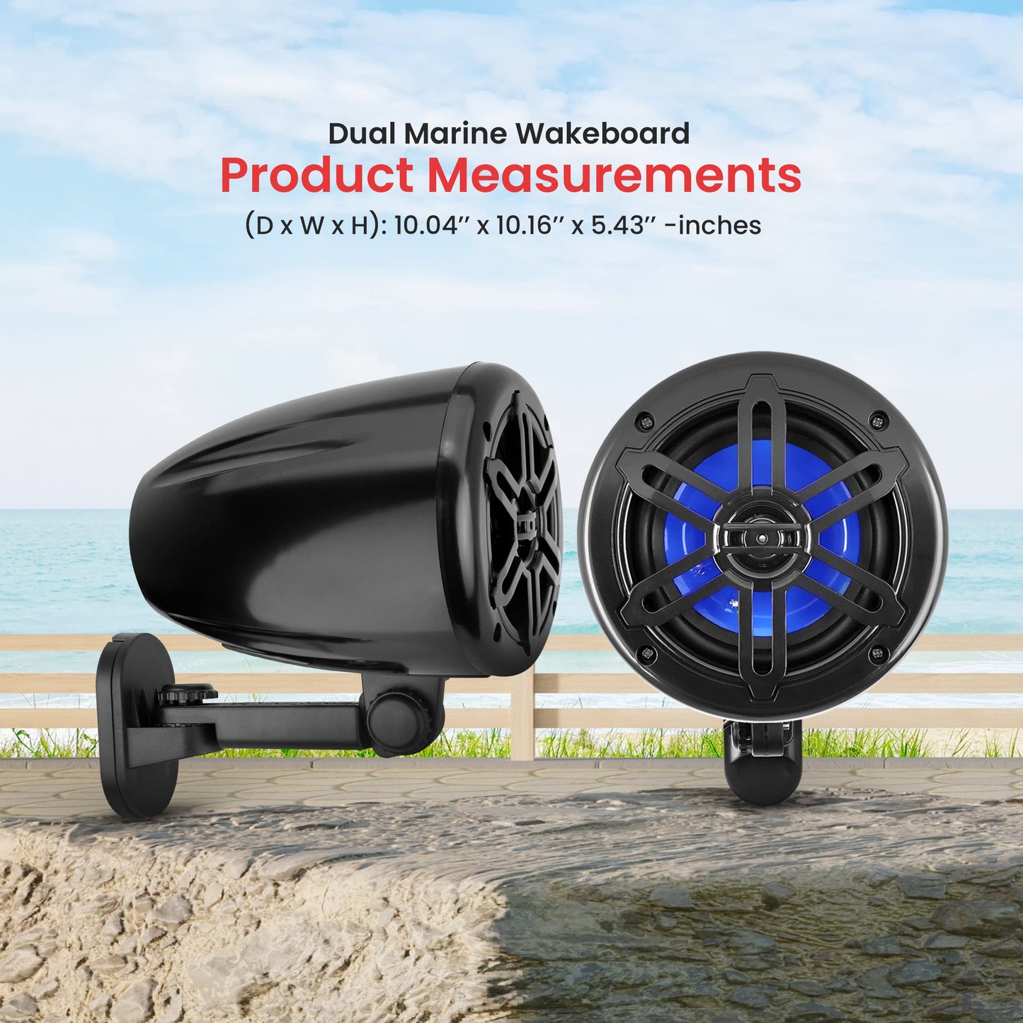 Pyle 4” Waterproof Off-Road Speakers - 150W 2-Way Marine Woofer Sound System w/ 360° Rotatable Bracket, Full Range Outdoor Audio Stereo Speaker for Motorcycle ATV Jeep Boat, Includes Brackets (Black)