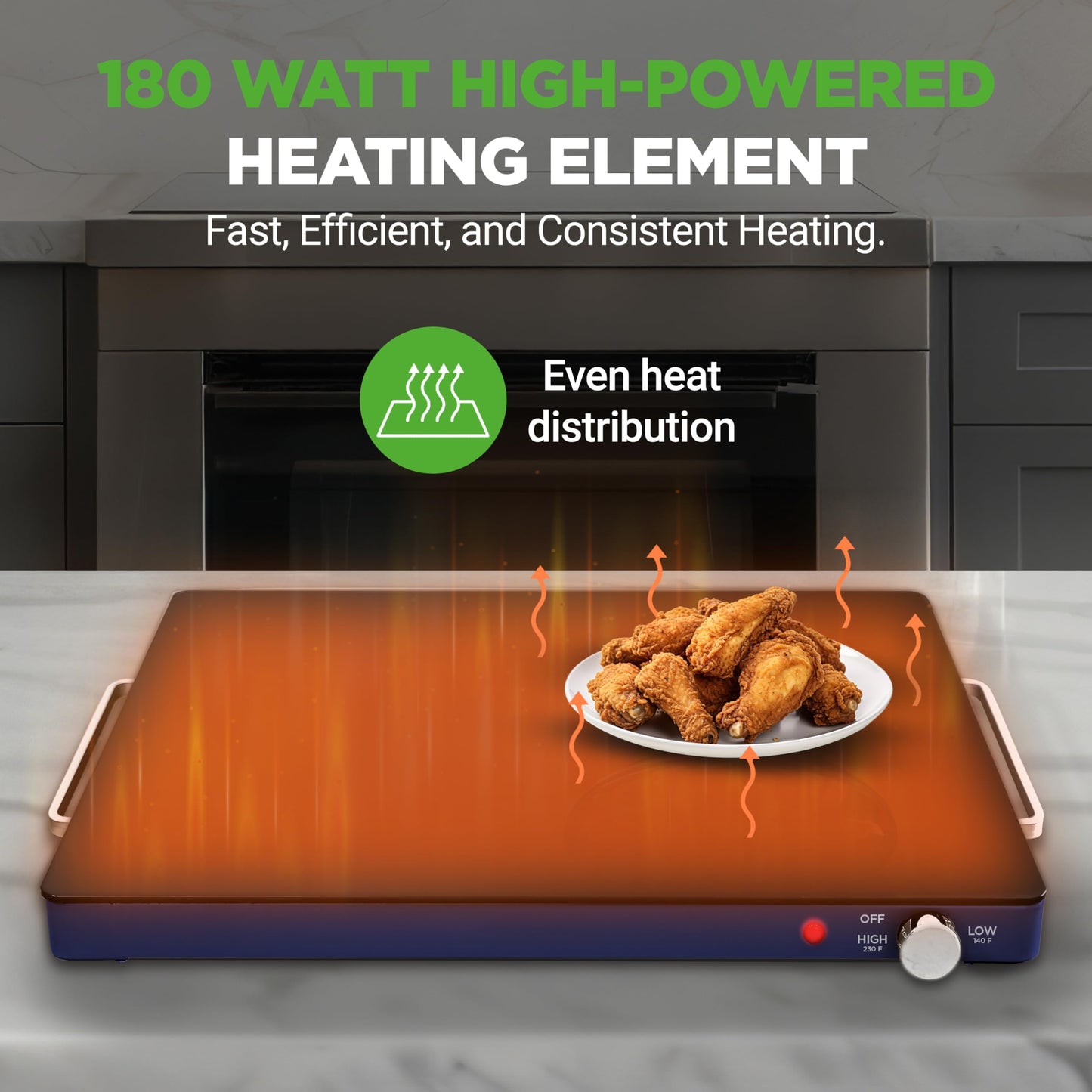 NutriChef Electric Warming Tray | Glass Surface Hot Serving Tray | Adjustable Temperature 140°F to 230°F | Energy Efficient & Space Saving | Perfect for Buffets,Parties & More | 21.2 x 16.5 IN | Blue