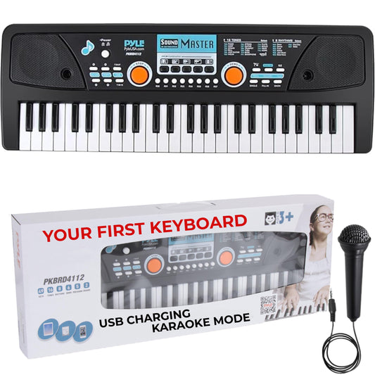 PYLE 49-Key Electric Keyboard Piano – Portable Music Keyboard with Drum Pad, Built-In Microphone, Record & Playback Mode for Home Studio, School & On-the-Go Performance– Ideal for Beginners & Kids