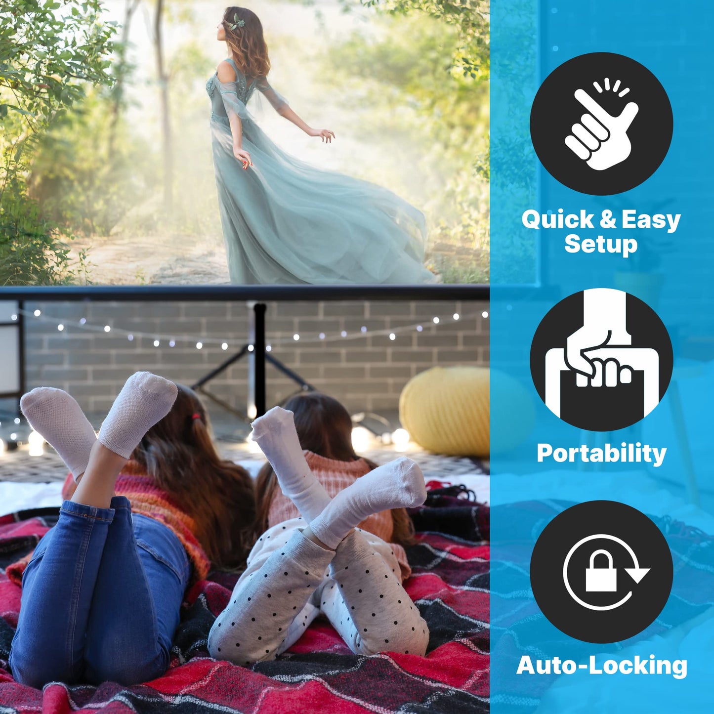 Pyle Projector Screen with Stand - 100-Inch Floor Standing Portable Fold-Out Rollup Matte for Projection, Includes Tripod, Great for Indoor/Outdoor Presentation, Quick Assembly