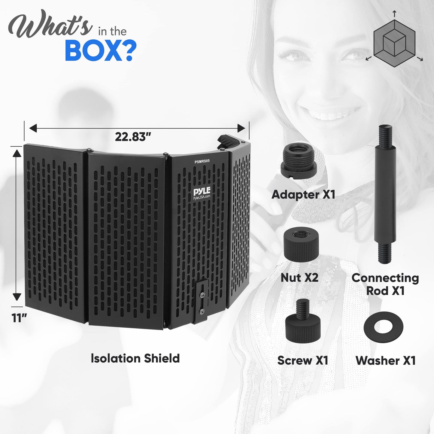 Pyle Studio Microphone Sound Isolation - Enhance Vocals & Singing with 5 Folding Acoustic Panels, Adjustable Depth & Removable Shock Mount - Ideal Podcast Equipment for Singers & Recording
