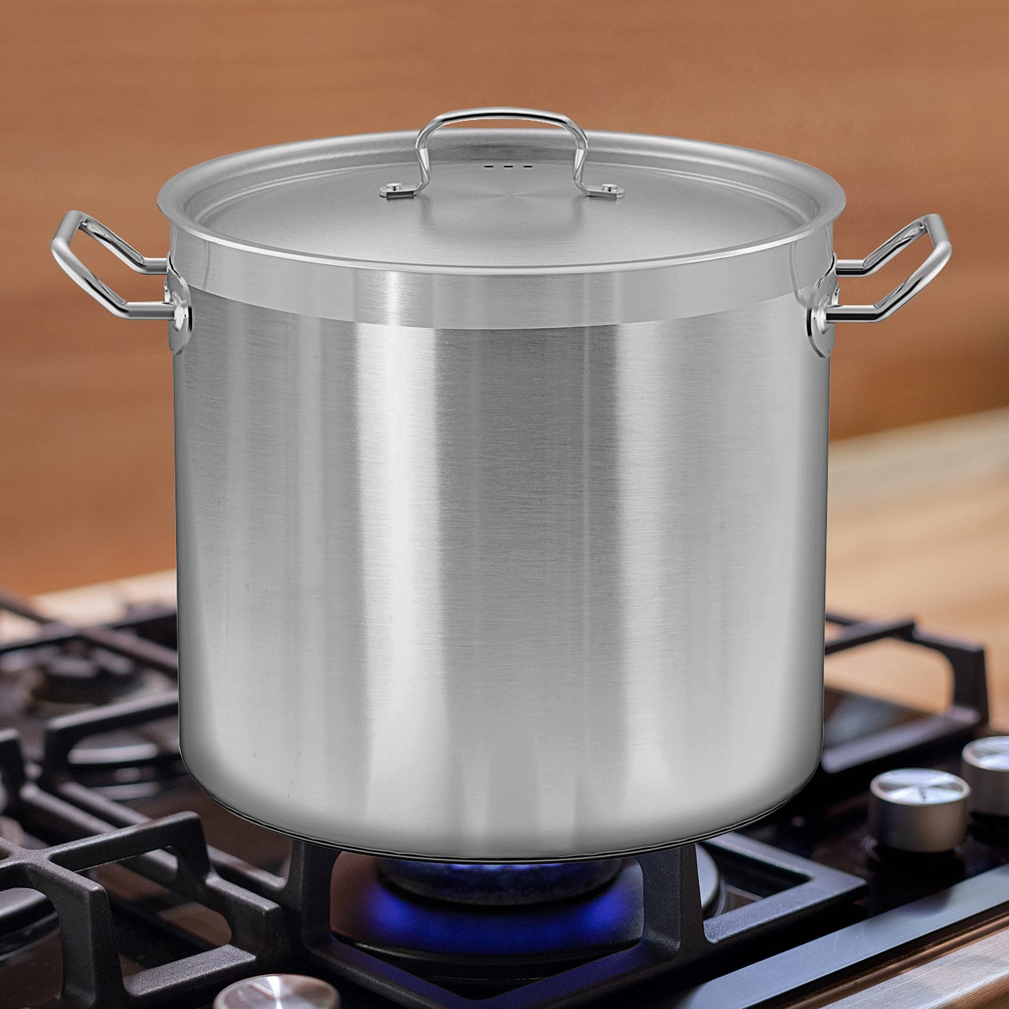 Nutrichef Stainless Steel Cookware Stockpot, 30 Quart Heavy Duty Induction Soup Pot With Stainless Steel Lid And Strong Riveted Handles, Even Heat Distribution, Compatible With Most Cooktops