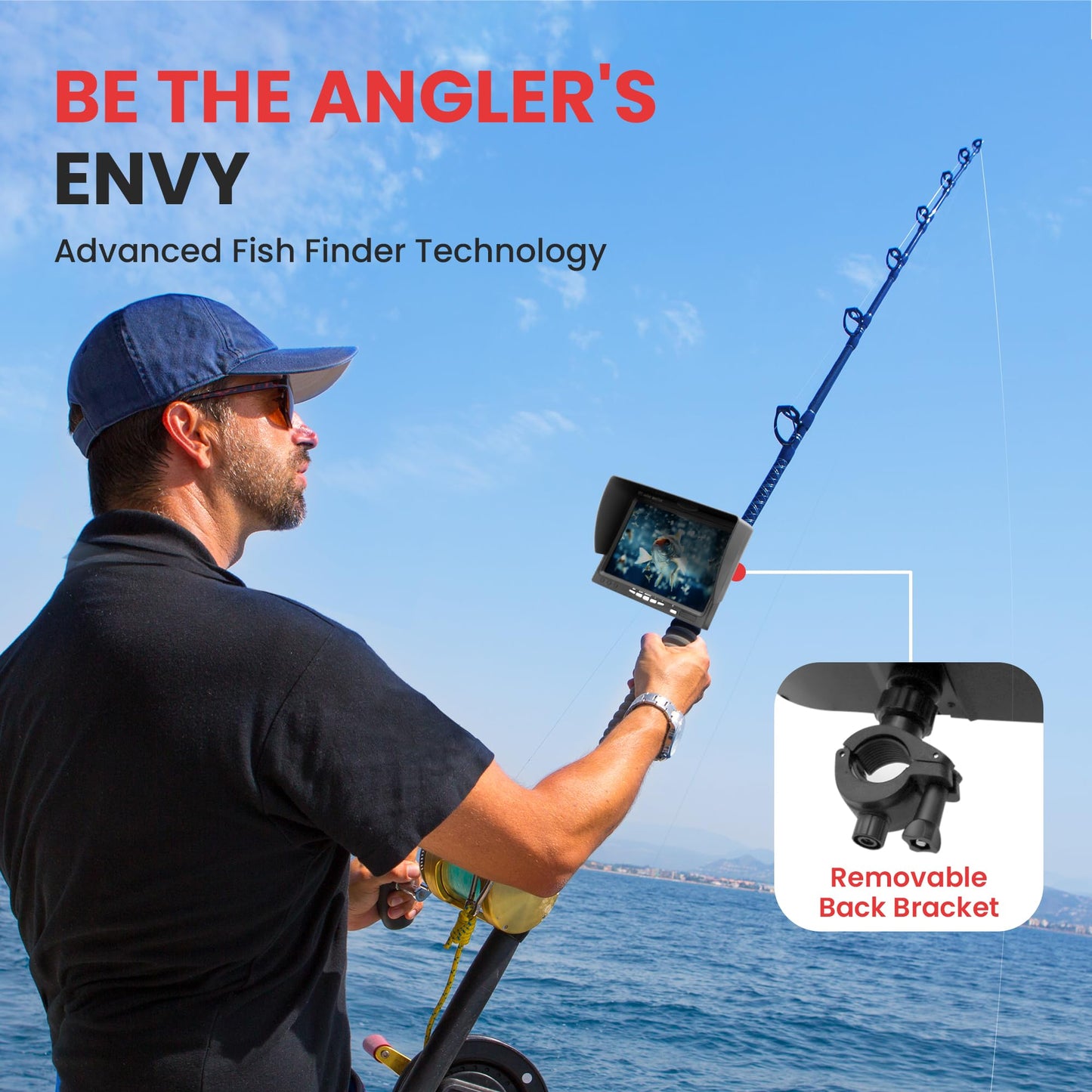 Pyle, Underwater Fishing Camera, LCD Monitor, Night Vision, 7-inch TFT, IP68 Water Resistant, Infrared LED, Removable Sun-Visor, 12V Li-ion Battery, 4500 mAh, Waterproof Suitcase, 50m Cable