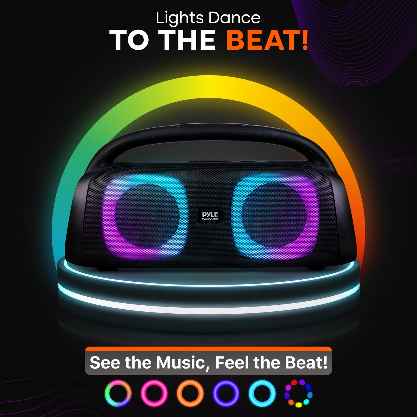Pyle 160W Dual 5-Inch Bluetooth Boombox Speaker with True Wireless Stereo – Deep Bass, Crisp Treble, LED Display, Built-in Rechargeable Batteries – Large Portable Bluetooth Speaker