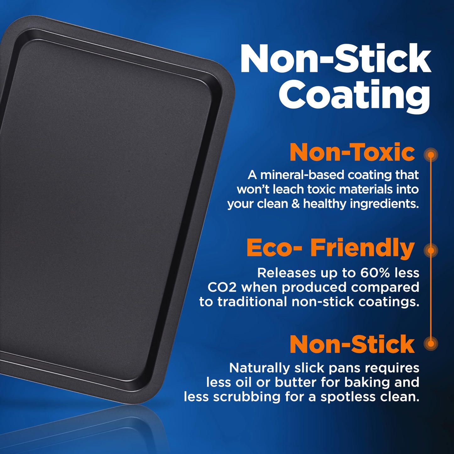 NutriChef 3-Piece Non-Stick Cookie Sheets for Baking - Heavy Duty Steel Baking Sheet Pans for Toasters & Oven - Small, Medium, & Large Size Baking Trays - PFOS, PFOA, PTFE-Free Nonstick Coating