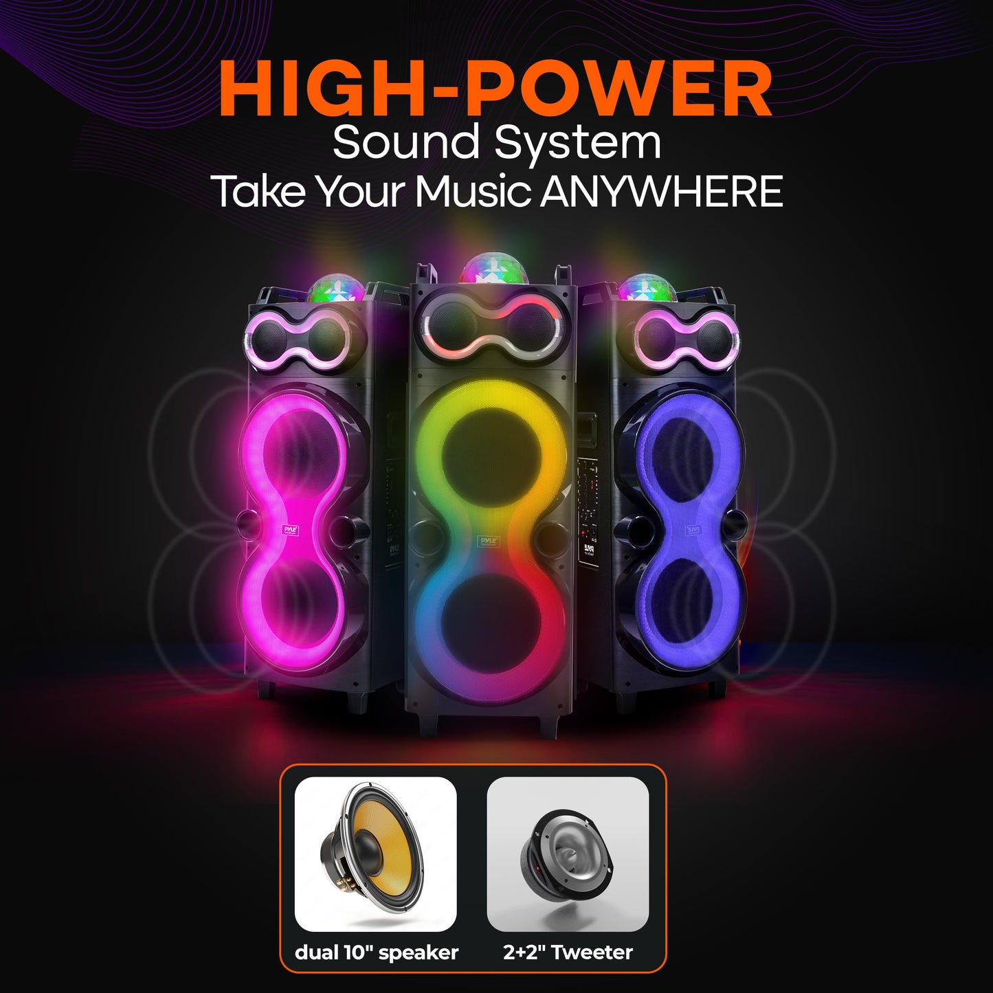 Pyle Audio Large Bluetooth Party Speaker - Big Bluetooth Speaker with True Wireless Stereo System - Enjoy Powerful Bass and Clear Treble - Big Speaker with LED Display - Model PPHP1028-240W