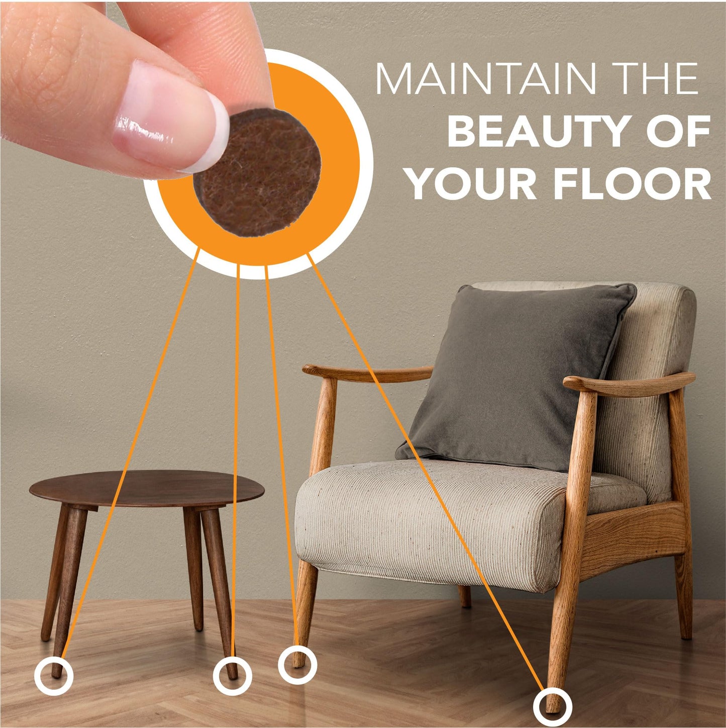 Serenelife Felt Furniture Pads - 45 Premium ¾” Inch Felt Floor Protectors | Protect Hardwood, Laminate & Tile Flooring | Furniture Sliders | Moving Supplies | Easy Installation | Noise Reducing