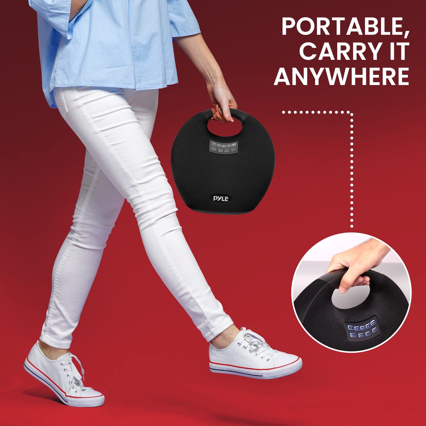 Pyle Wireless Portable Bluetooth Speaker, with Built in Rechargeable Battery, Wired Microphone, Clear Surround Sound, Mini IPX4 Waterproof Speaker for Indoor and Outdoor Activities