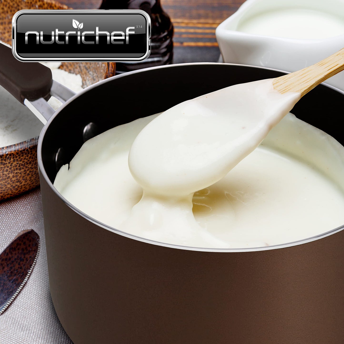 Nutrichef Sauce Pot with Lid - Non-Stick High-Qualified Kitchen Cookware with See-Through Tempered Glass Lids, 2.5 Quart (Works with Models: NCCW14SBR & NCCW20SBR)