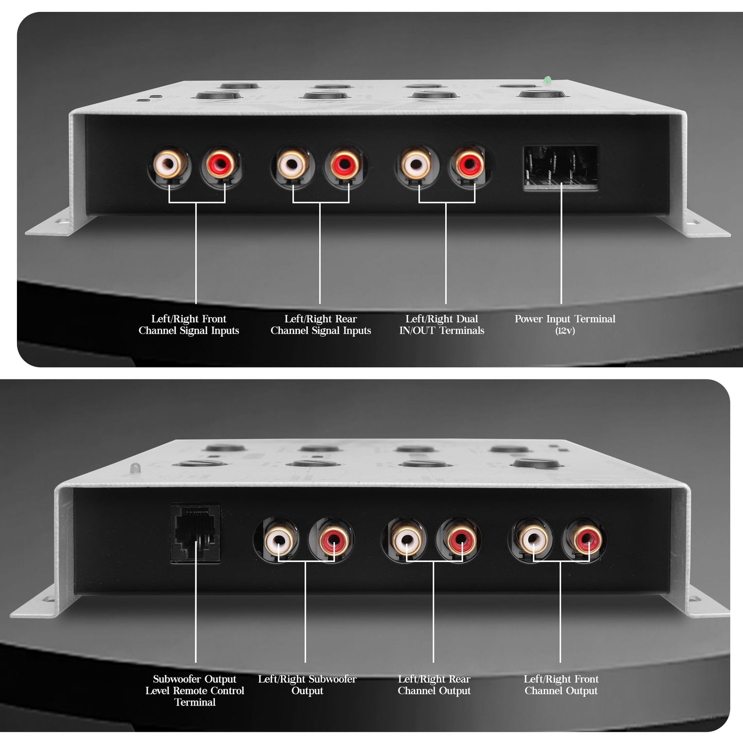 LANZAR Vibe Upgraded 3-Way Electronic Audio Crossover Network with Hi-Pass and Low-Pass Channel, 12dB Octave Slope, Remote Subwoofer Control, Parallel Input Switch- VIBEX6, White