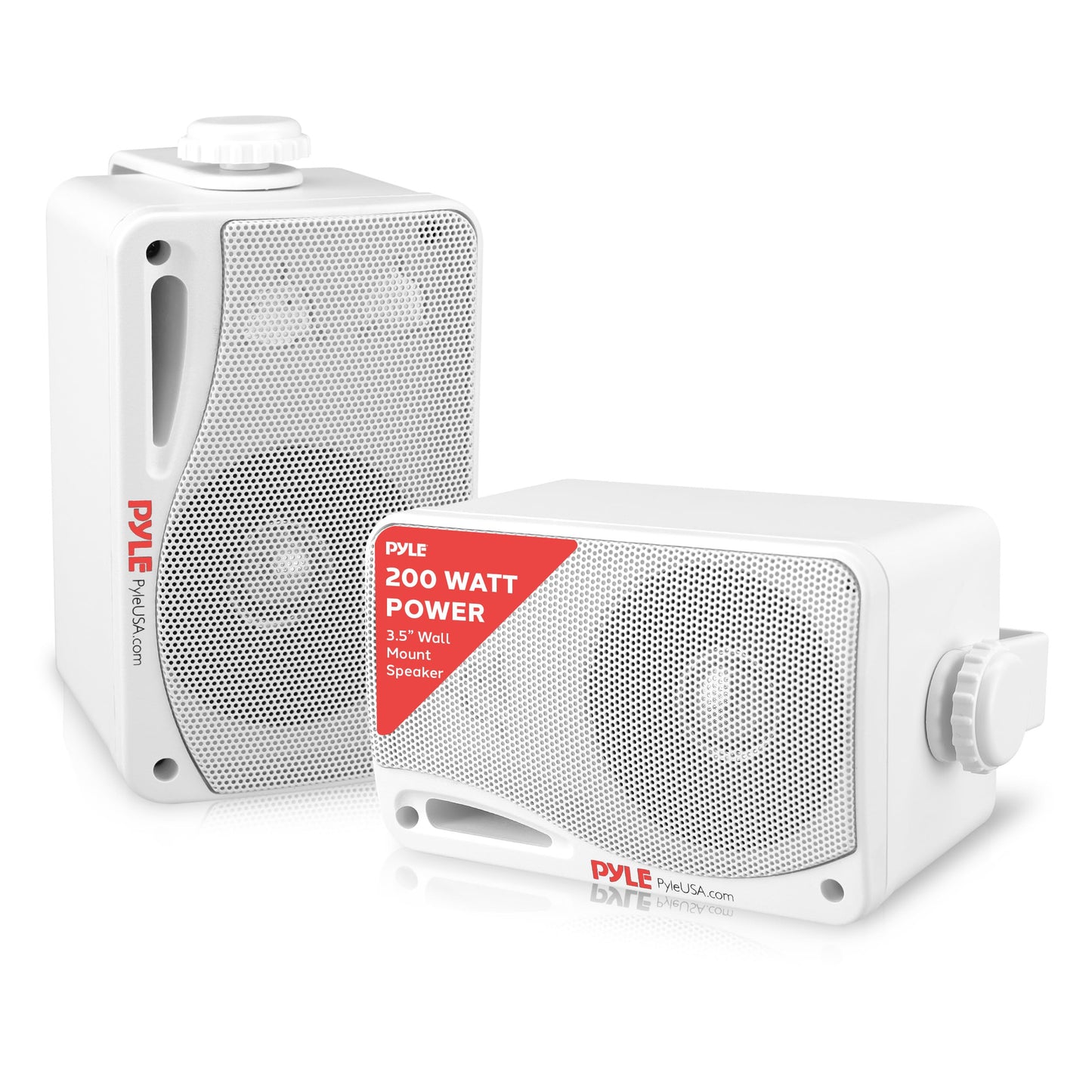 Pyle Outdoor Waterproof Wireless Bluetooth Speaker - 3.5 Inch Pair 3-way Active Passive Weatherproof Wall, Ceiling Mount Dual Speakers System w/ Heavy Duty Grill, Patio, Indoor Use -PDWR42WBT (White)