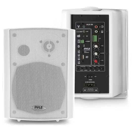 Pyle 6.5'' Wireless BT Streaming Speakers - Pro-Active, Wall Mountable, 100W MAX w/ 2-Way Full Range Stereo Sound Reproduction, Built-in Digital Sound Amplifier, Pair, Elegant White Color - PDWR69BTW