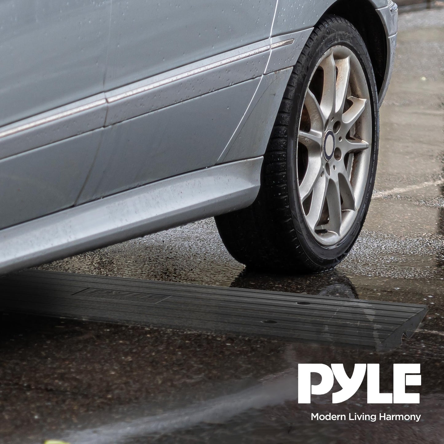 Car Driveway Curb Ramp - Heavy Duty Rubber Threshold Ramp - Also for Loading Dock, Garage, Sidewalk, Truck, Scooter, Bike, Motorcycle, Wheelchair Mobility & Other Vehicle - Pyle PCRBDR24
