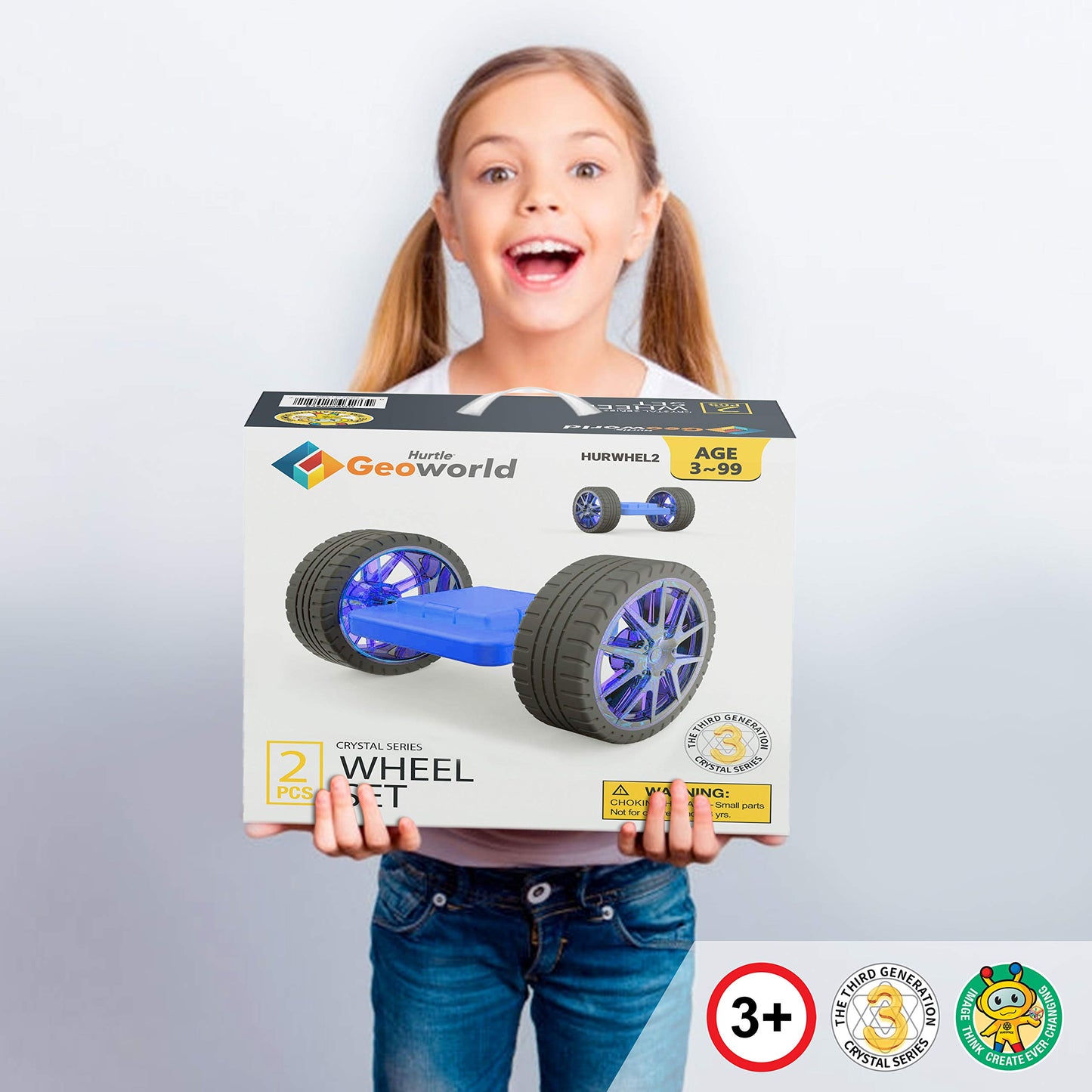 Hurtle Magnetic Blocks Wheels Set - Compatible with Other Brands of Standard Size Magnetic Tiles, Magnetic Toys Wheels Bases for Kids/Toddlers (2 pcs.)