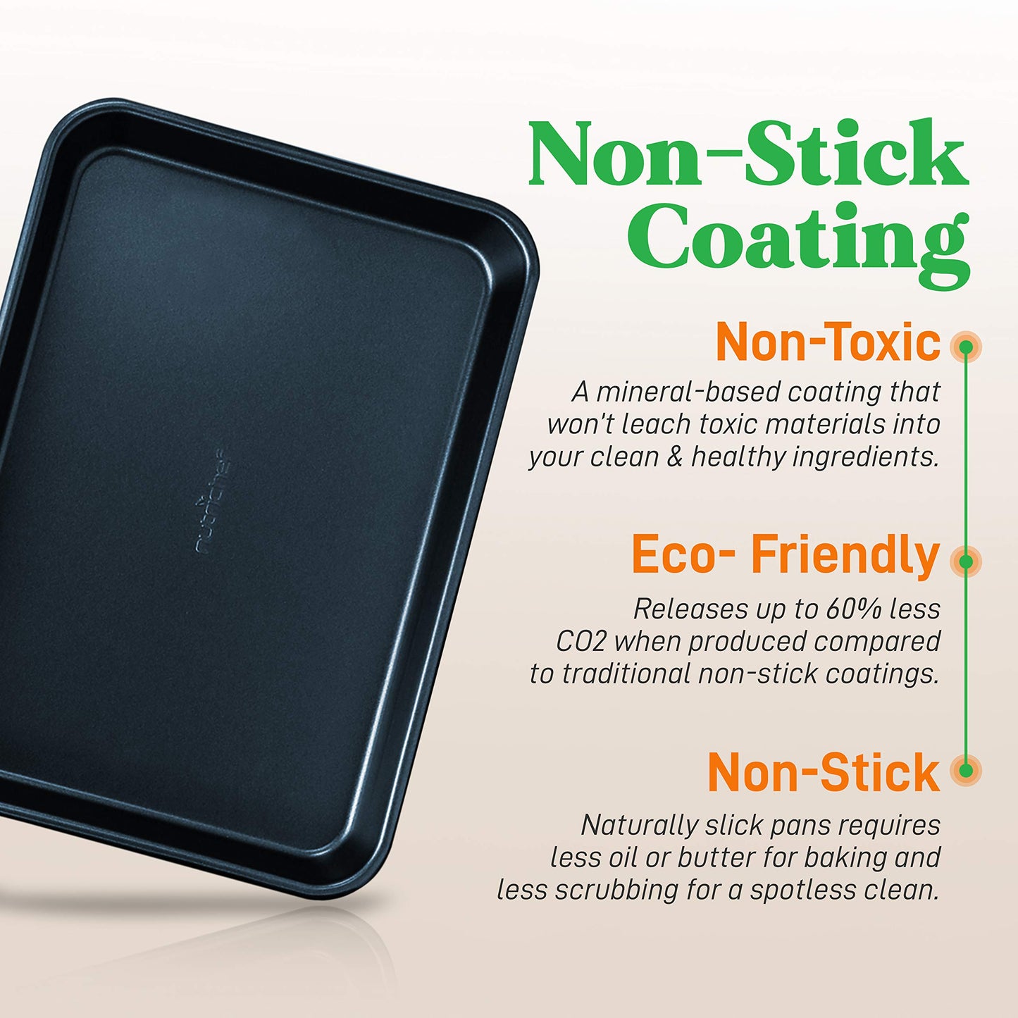 NutriChef Non-Stick Cookie Sheet Baking Pans, 2-Piece Oven Baking Trays w/ Superior Nonstick Coating - 15" x 11" & 13" x 9" Sizes for Convenient Roasting & Baking - Dishwasher Safe