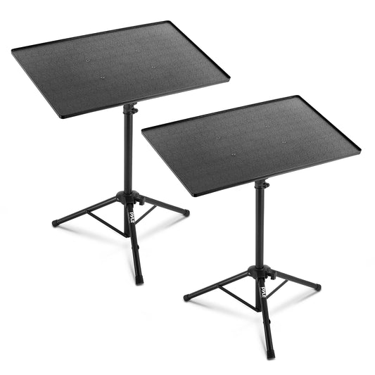 Pyle Universal Laptop Projector Tripod Stand - 2 Pcs Computer, Book, DJ Equipment Holder Mount Height Adjustable Up to 50 Inches w/ 20'' x 16'' Plate Size - Perfect for Stage or Studio Use PLPTS3X2