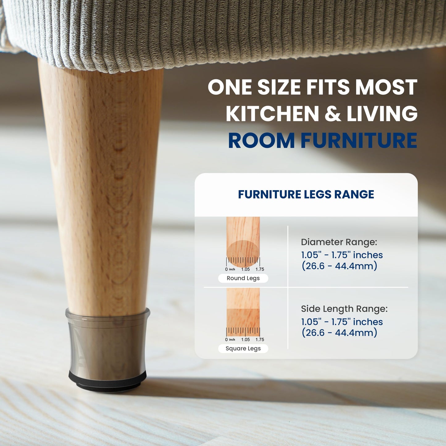 Serenelife Chair Leg Floor Protectors - 24 Rubber Furniture Leg Covers & End Caps For Hardwood Floors - Anti-Slip & Scratch Protect Floors - Fits Furniture & Chair Legs 1.05 IN - 1.55 IN Black