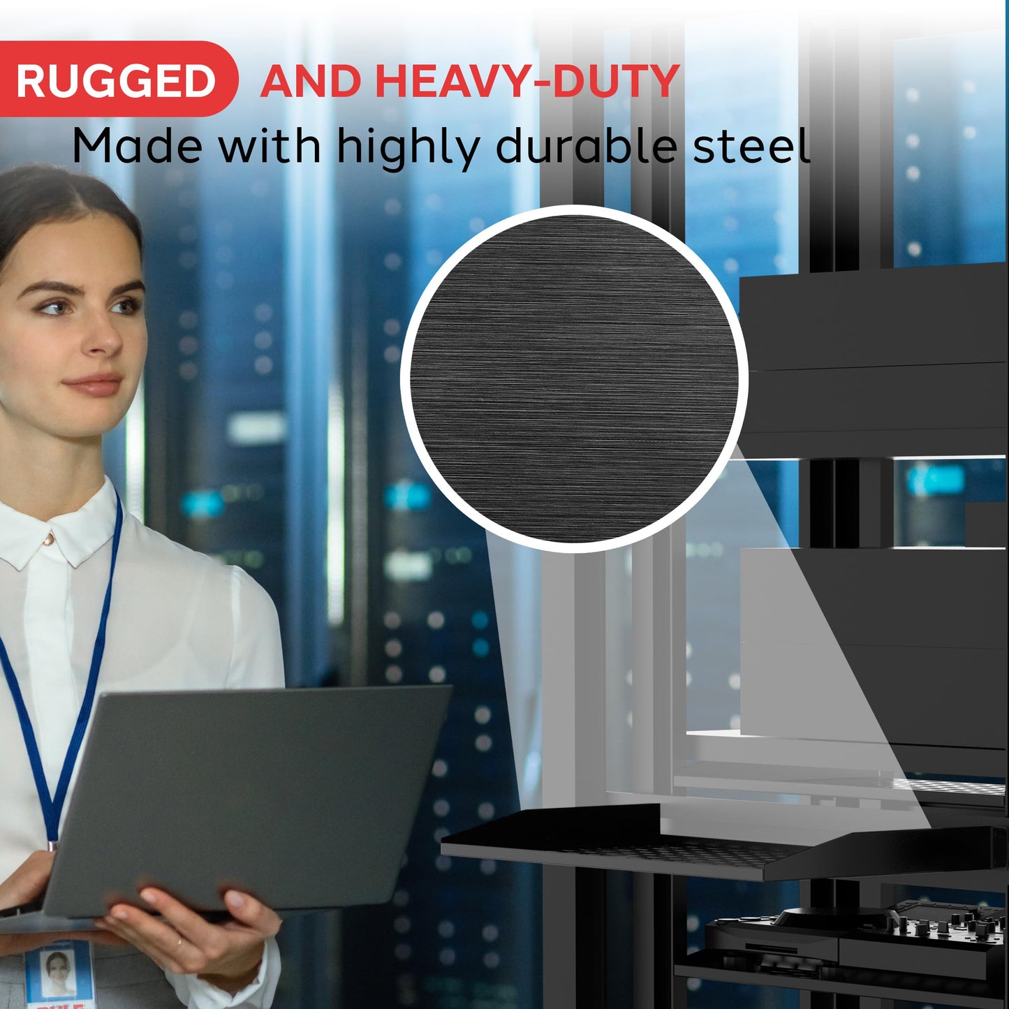 Pyle 19-Inch 1U+2U Server Rack Shelves - Universal Mounting Tray for Computer Racks & Cabinets, Wall Mount Compatible, Ventilated Design for Air Circulation, Black Computer Case,110lbs Weight Capacity