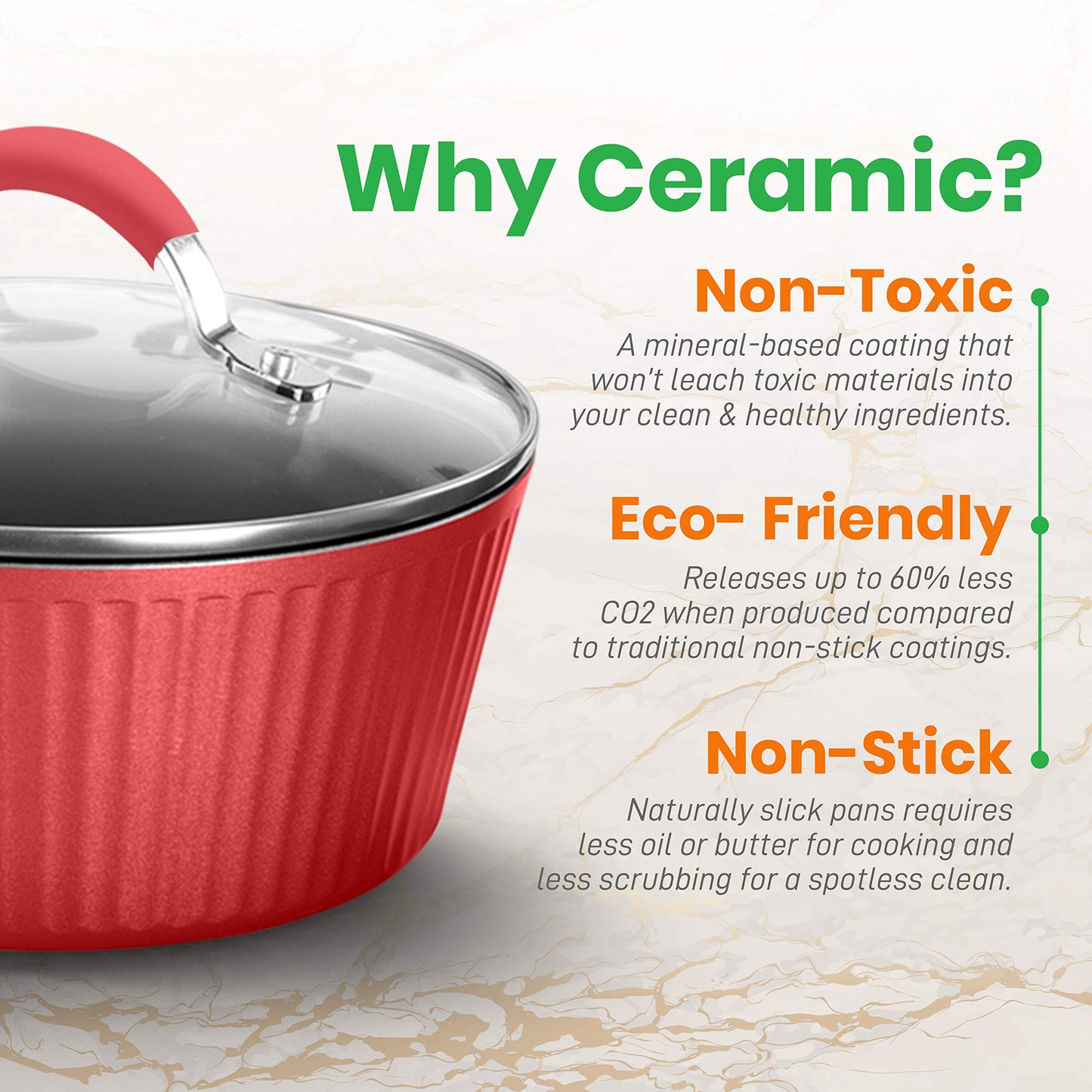 NutriChef Durable Sauce Pot with Lid - Non-stick High-Qualified Kitchen Cookware with See-Through Tempered Glass Lids, 1.7 Quarts, Works with Model: NCCW11RDL, One size, Red - NutriChef PRTNCCW11RDLSP