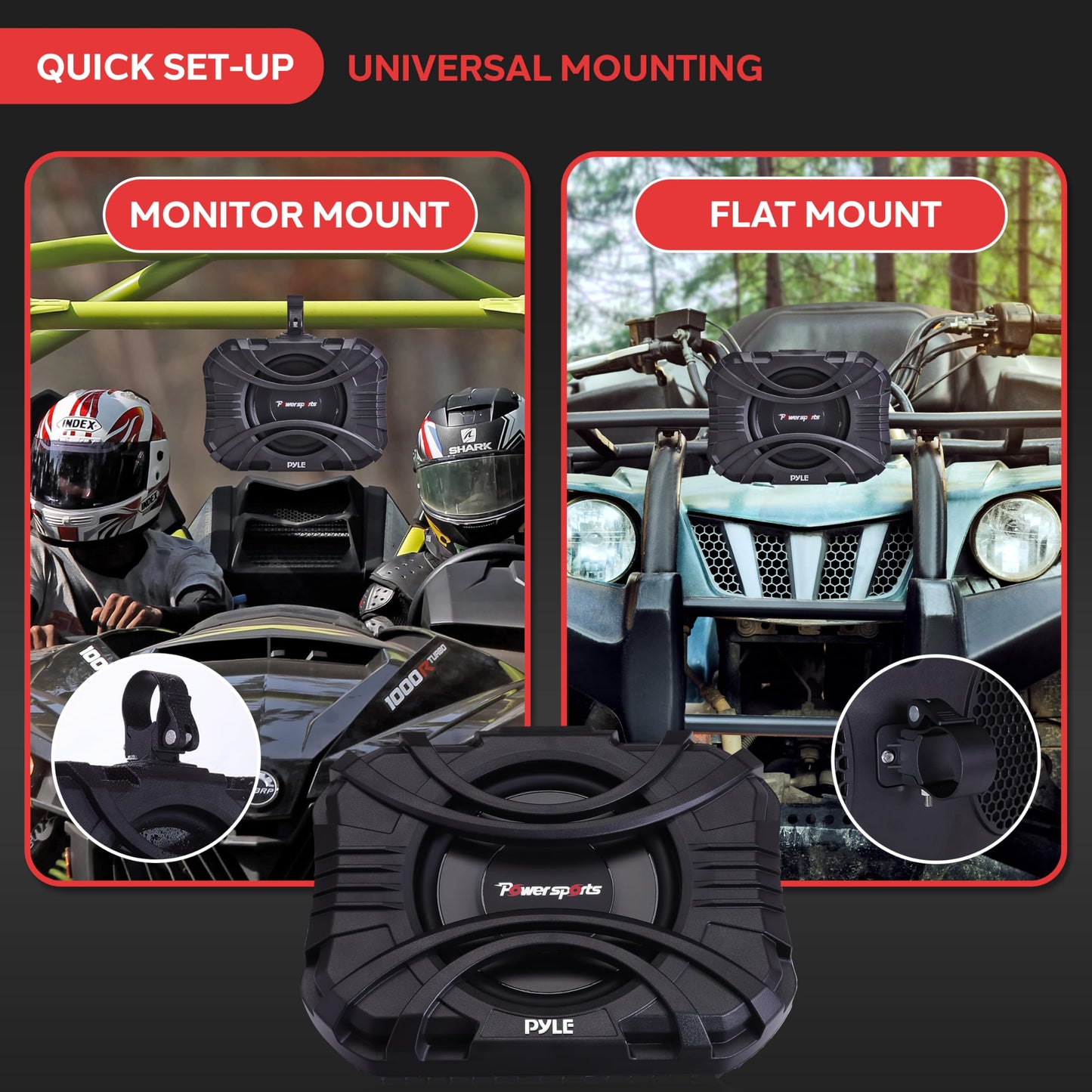 Pyle 10 Inch Subwoofer System - 400 Watts Powered Subwoofer for Marine & Powersports, Quick-Mount, Water Resistant Vehicle System, Weatherproof Housing, Designed for UTVs & Boats