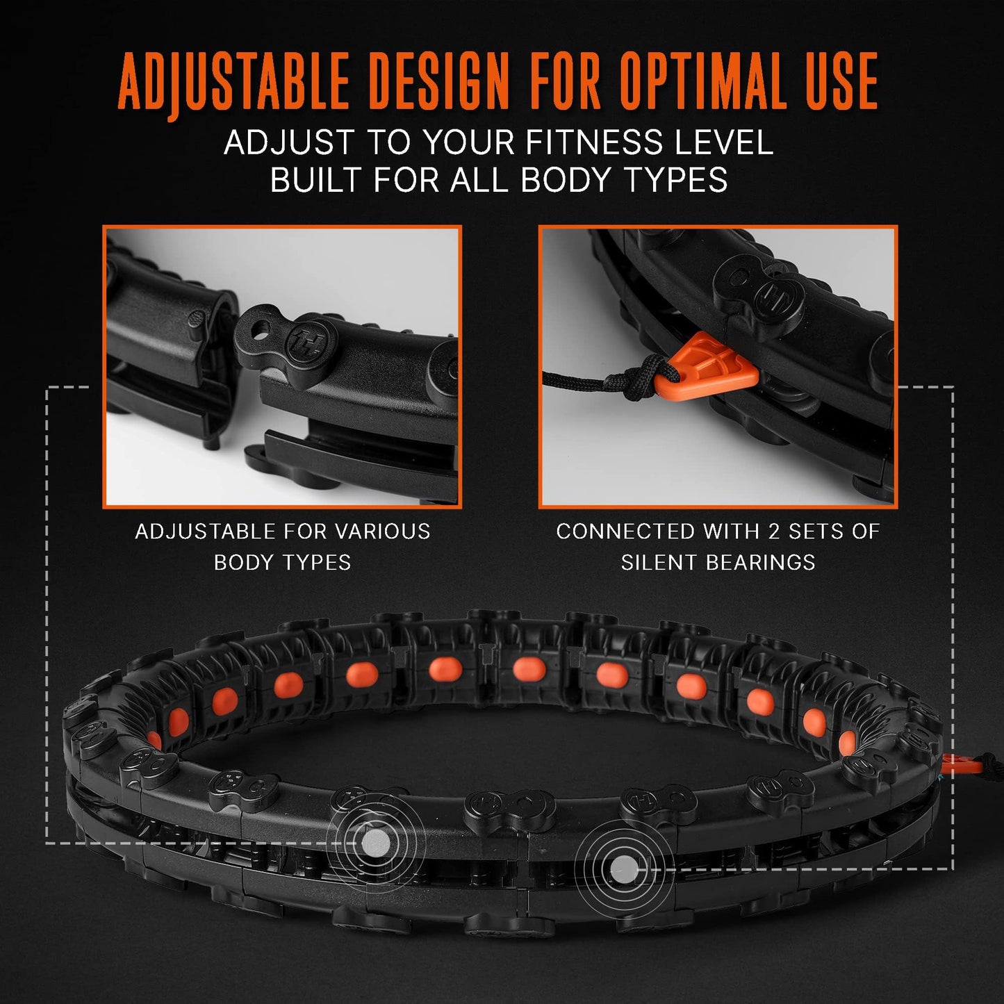 SQUATZ Exercise Hula Hoop for Adults Weight Loss - Weighted Hula Hoop for Workout - Adjustable 22 Piece Design - 47 Inch Circumference