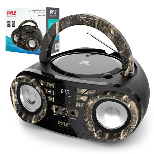 PYLE CD PLAYER PORTABLE, CD PLAYERS FOR HOME, PORTABLE CD PLAYER, 50W MAX POWER, WIRELESS BT STREAMING, AM/FM RADIO, USB PORT, INCLUDES AC/DC POWER CORD, 3.5MM AUX INPUT, HEADPHONE JACK