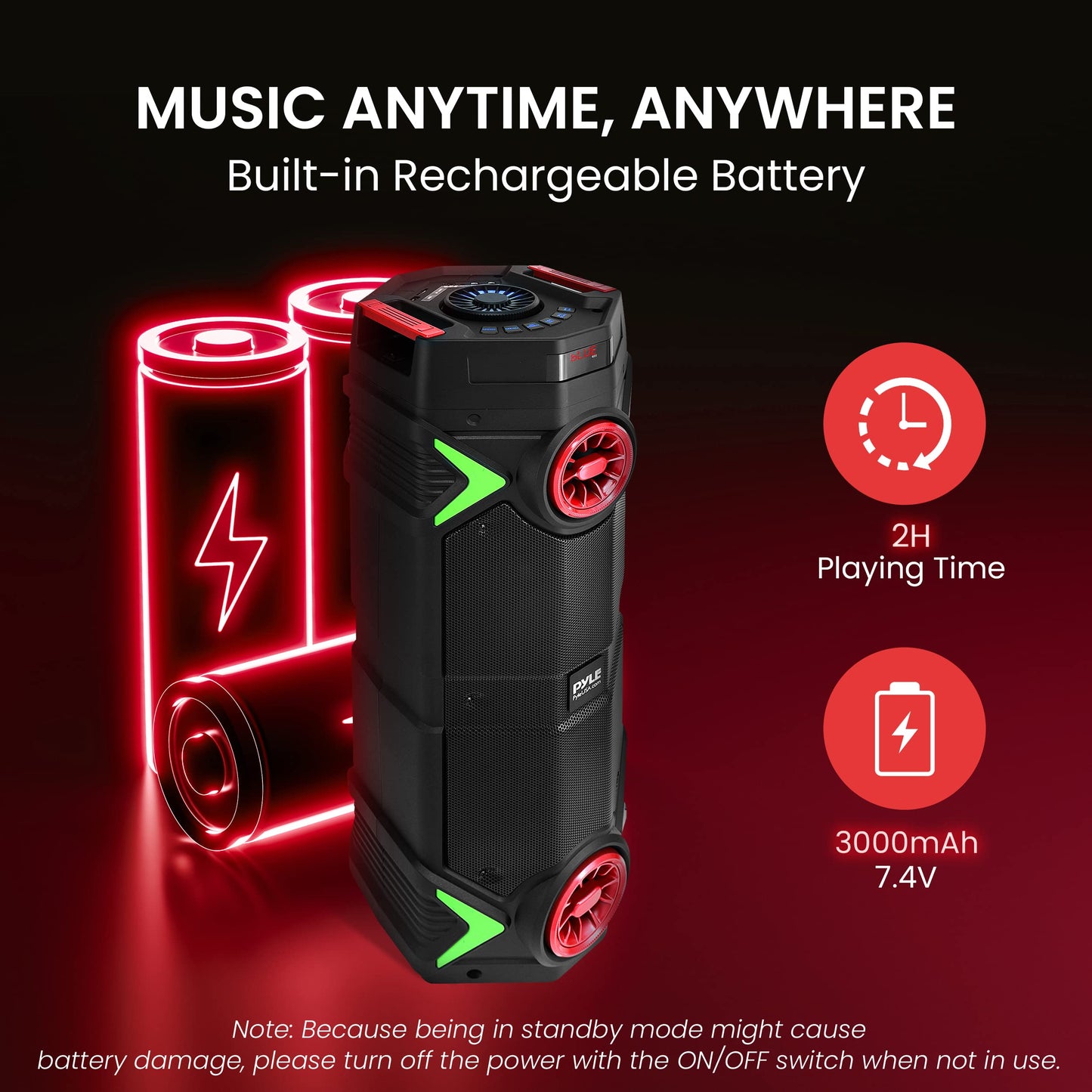 Pyle Portable Bluetooth PA Speaker - 400W Dual 8” Rechargeable Indoor/Outdoor BT Karaoke Audio System-Party Lights, LED Display, FM/AUX/MP3/USB/SD, 1/4" in,Handle, Wheels-Wireless Mic, Remote Control