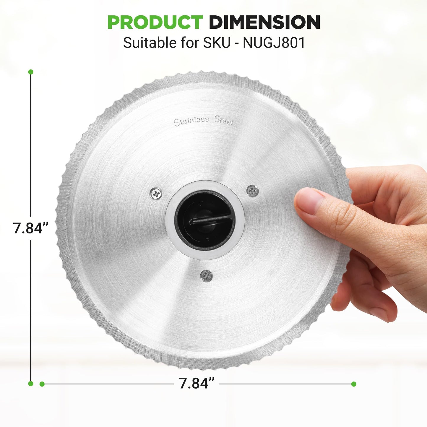 NutriChef Stainless Steel Meat Slicer Blade | Electric Home Meat Slicer Blade Replacement for NUGJ801 | Precision-Cut Serrated Blade for Meat Slicing | 7.83-Inch 0.05-Inch Blade Thickness
