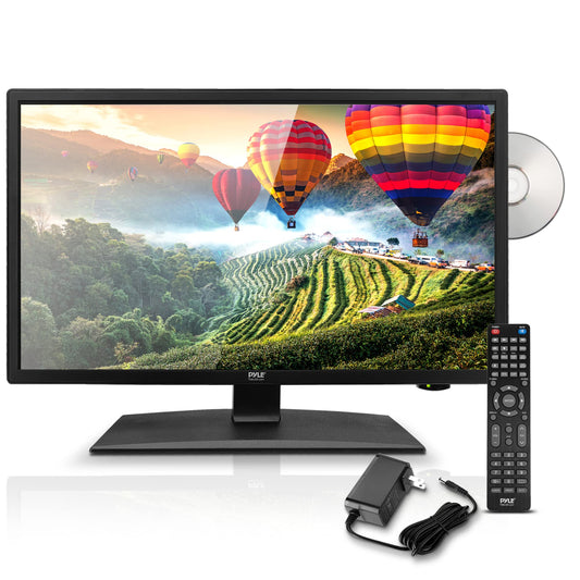 Pyle 18.5 Inch 768p LED RV Television - Flat Screen Monitor LED TV w/HDMI, RCA, Multimedia Disk Combo, 12V/24V Car Adapter, Full Range Stereo Speaker, Wall Mount, Works w/PC, Includes Remote Control