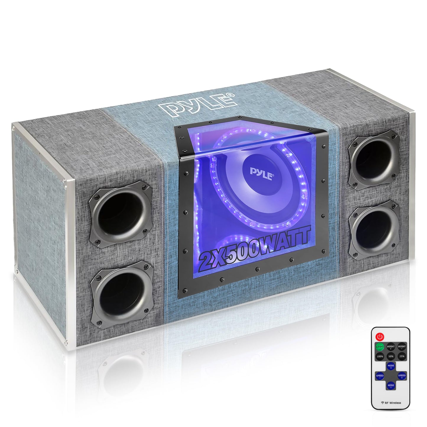 Pyle 10" Dual Series Vented Subwoofer Enclosure for Car Audio - High Powered Sub Woofer Speaker with a 10 Inch Silver Paper Cone and Built-in Illuminating LED Lights - 2x500 Watt Max Power
