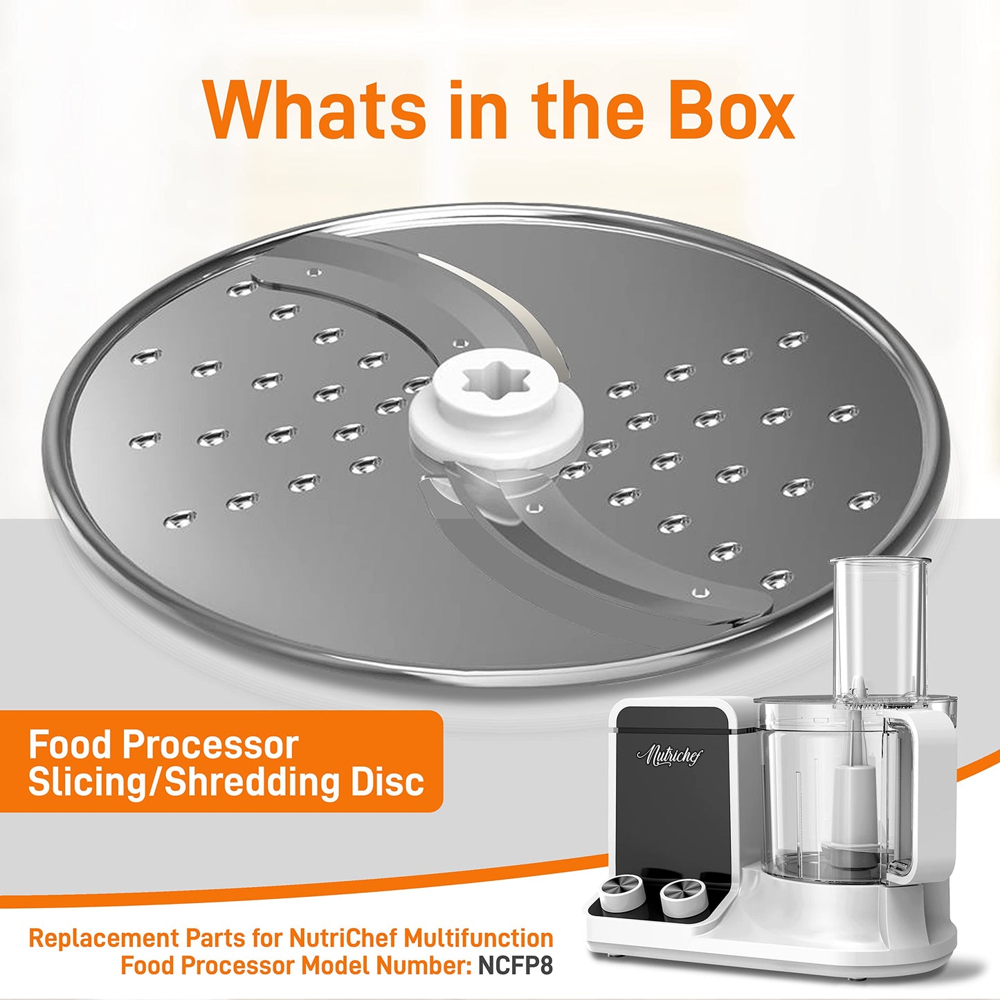 NutriChef Food Processor Slicing/Shredding Disc - Stainless Steel - Compatible with NCFP8 - Detachable & Removable - Dishwasher Safe - Easy to Install & Clean - Berry