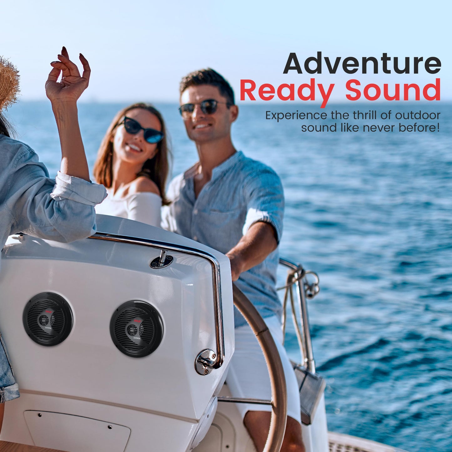 Pyle 6.5 Inch Dual Marine Speakers - 2 Way Waterproof and Weather Resistant Outdoor Stereo Sound System with 400 Watt Power, Polypropylene Cone and Butyl Rubber Surround - 1 Pair - PLMR605B(Black)