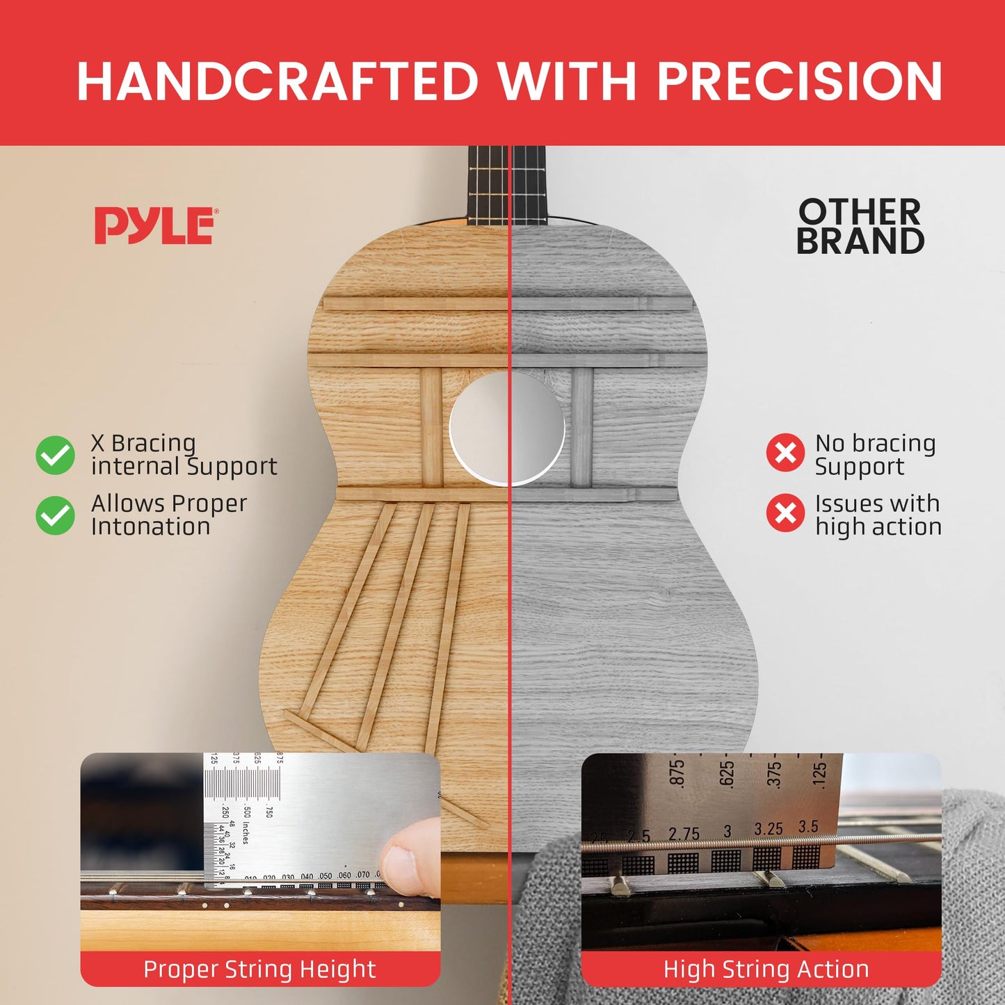 Pyle Beginner Acoustic Guitar Kit, 1/4 Junior Size All Wood Instrument for Adults, Kids, 30" Black Matte