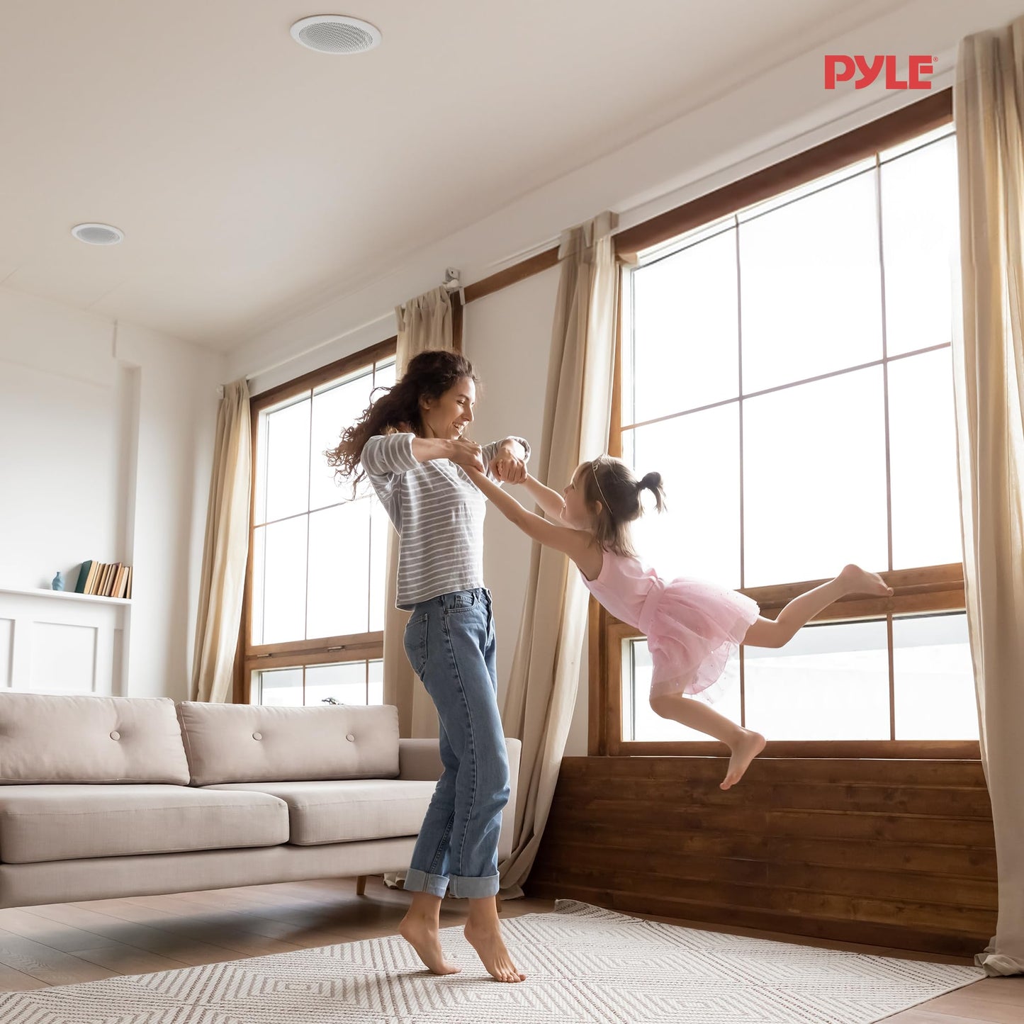 Pyle Home 5.25” Ceiling Wall Mount Speakers - Pair of 2-Way Midbass Woofer Speaker 1'' Polymer Dome Tweeter Flush Design w/ 80Hz - 20kHz Frequency Response & 150 Watts Peak Easy Installation-PDIC51RD