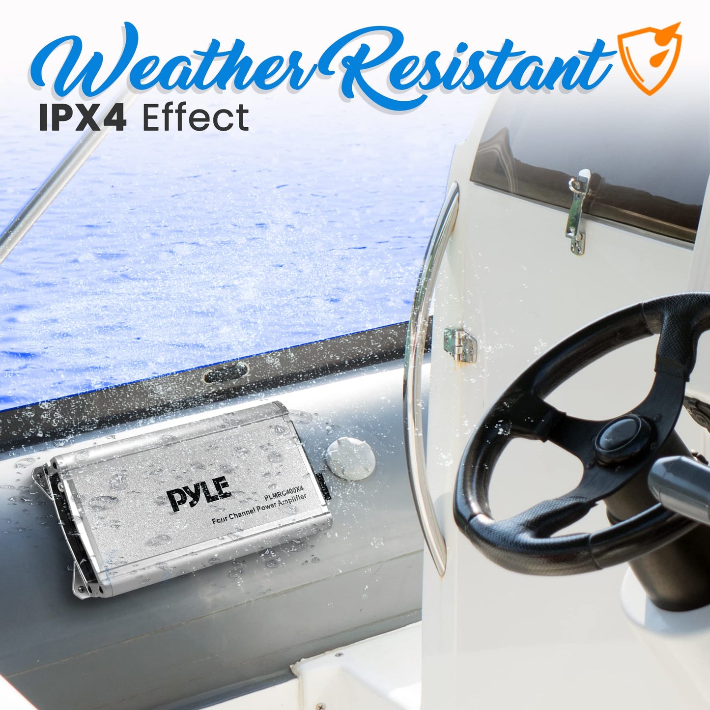 Pyle 4-Channel Weather-Resistant Audio Amplifier System - 1200W Max Bridged, 800W Max Stereo Designed For ATV, UTV, 4X4, Jeep, Motorcycle and Marine, and any other Weather Resistant Application