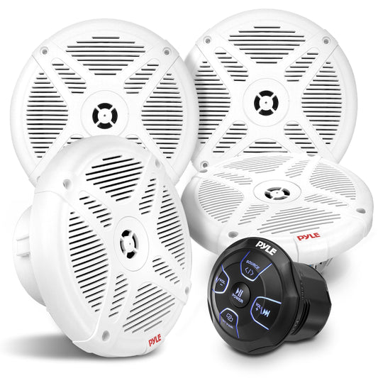 Pyle 6.5'' Water-Resistant Rated Off-Road Speakers - Marine Speakers w/ Wireless BT Remote Control Receiver, Compact Dual Vehicle Speaker System for ATV, UTV, 4x4, Jeep, Powersports Vehicles