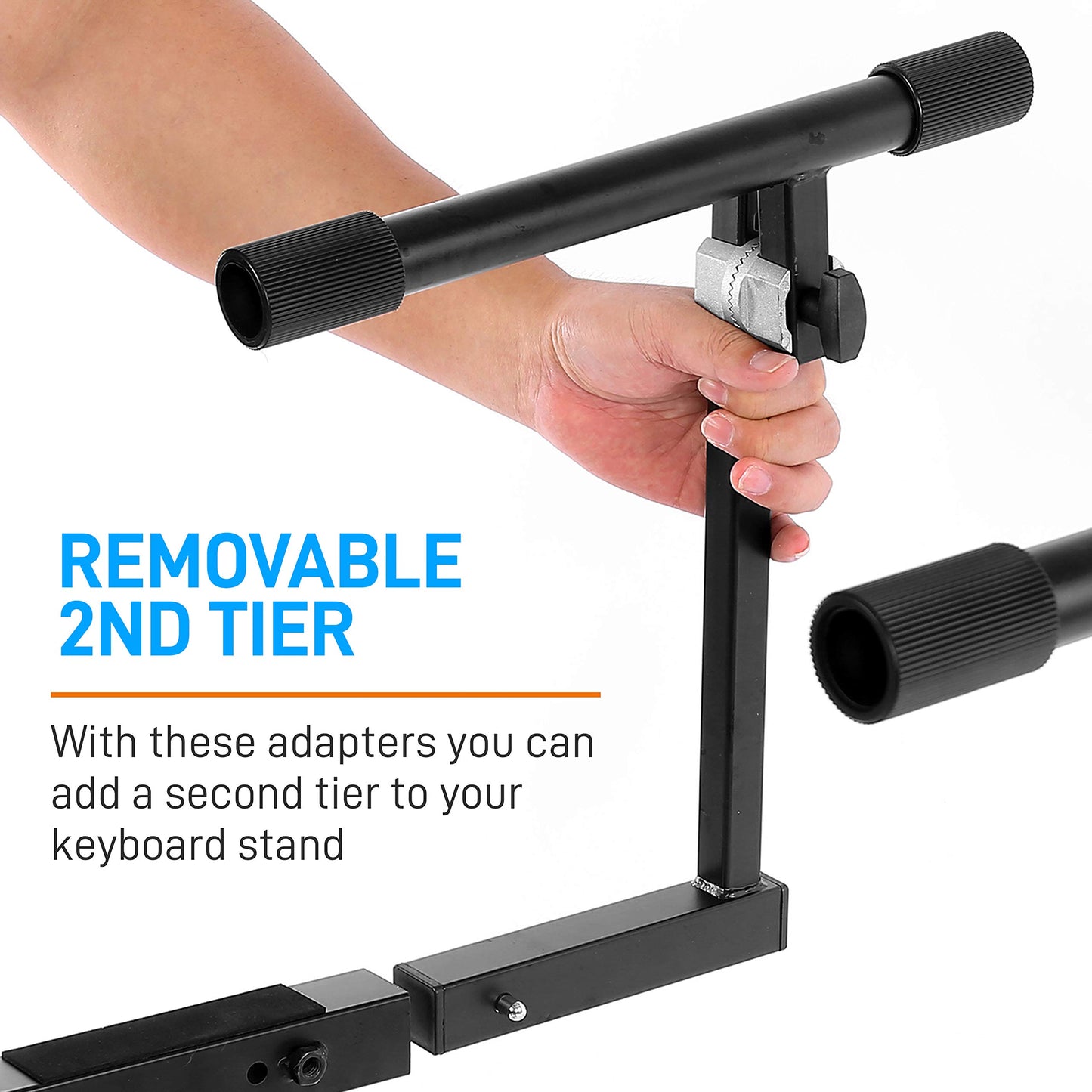 PYLE Heavy-Duty Multi-Functional Music Stand - Z Style & Portable, 2nd Tier, Height & with Adjustment, Digital Keyboard Stand, Rack Case w/Ergonomic Design, for Home Studio etc. - Pyle PKST2TZ , black