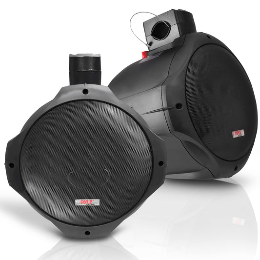 Pyle 6.5 Inch Dual Marine Speakers -2 Way IP44 Waterproof, Weather Resistant Outdoor Audio Stereo Sound System with 200 Watt Power and Poly Mica Cone and Butyl Rubber Surround -1Pair - PLMRB65 (Black)