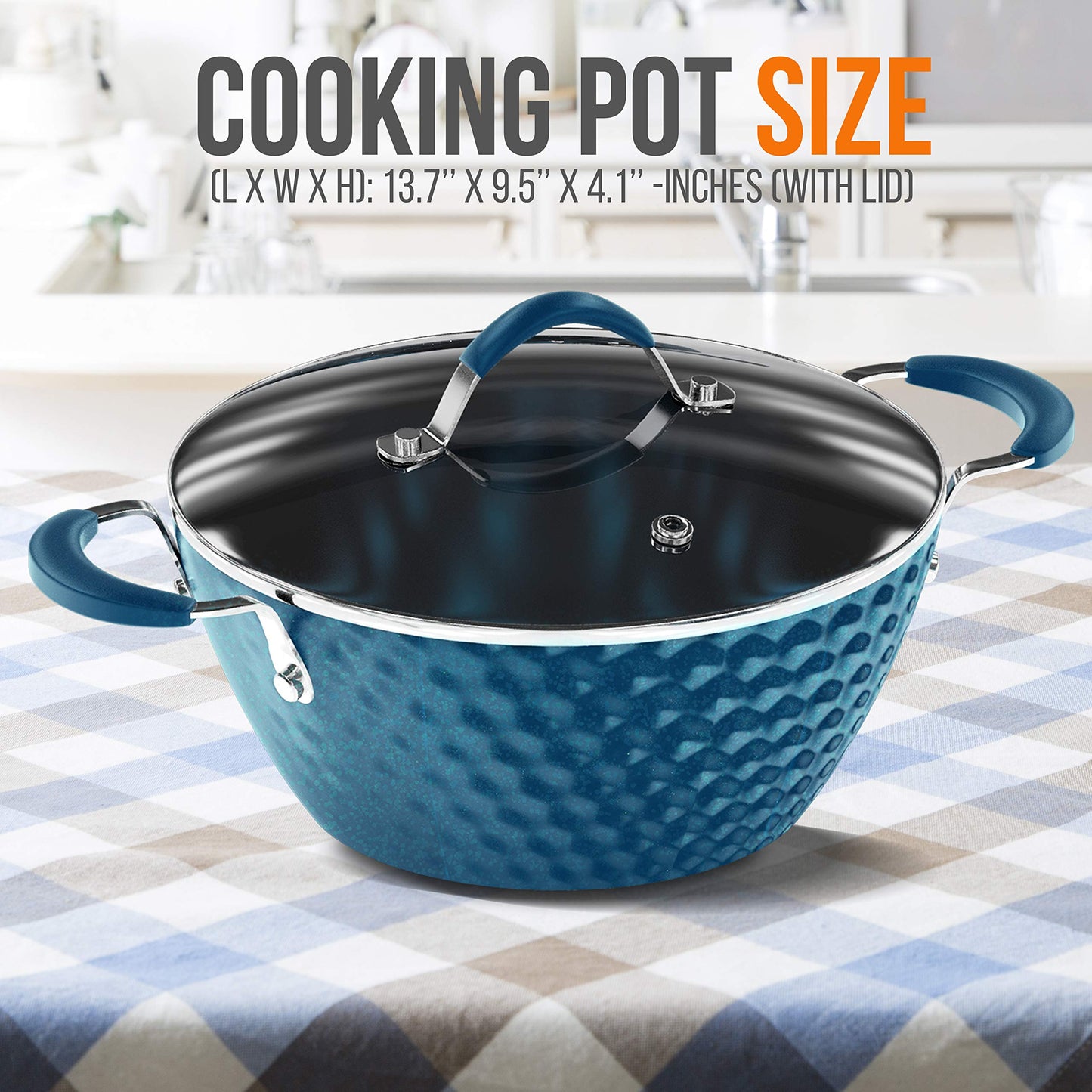 NutriChef Durable Non-Stick Dutch Oven Pot - High-Qualified Kitchen Cookware with See-Through Tempered Glass Lids, 3.6 Quarts, Works with Model: NCCW11DS), One size, Blue - NutriChef PRTNCCW11BDDOP