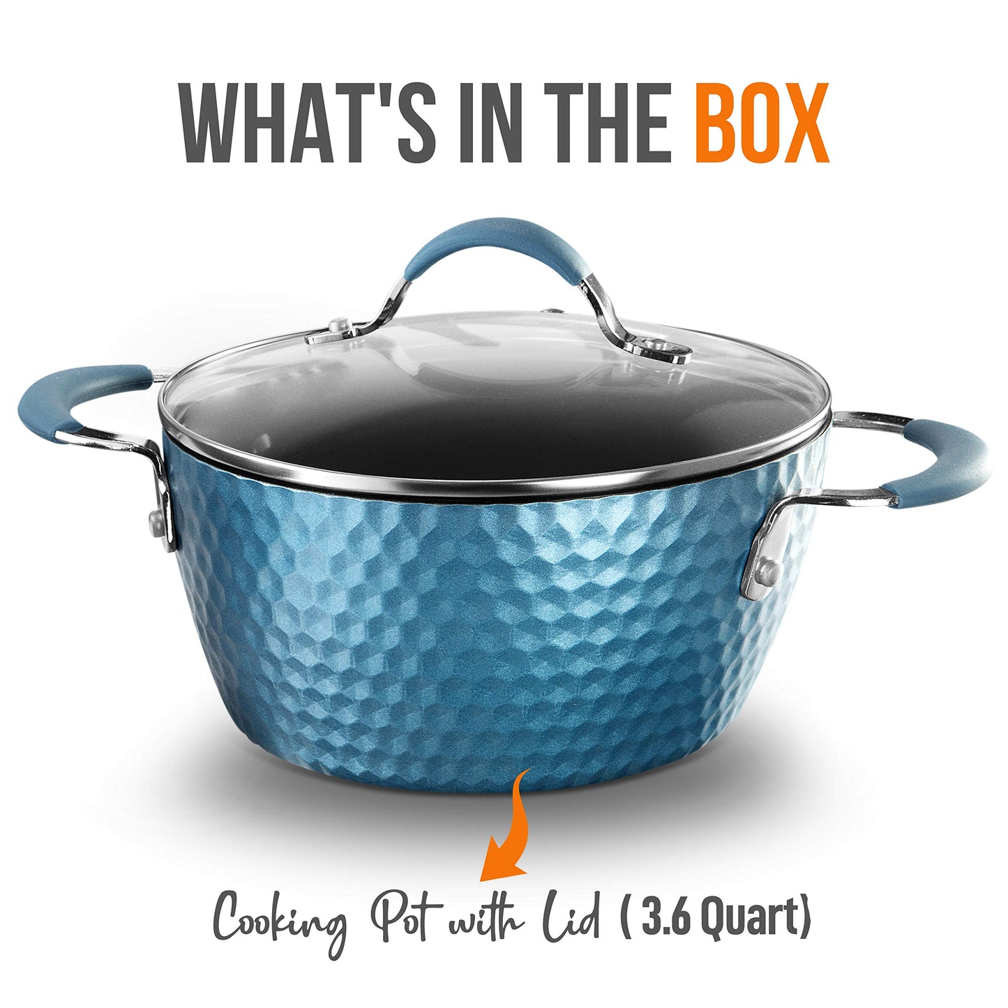 NutriChef Durable Non-Stick Dutch Oven Pot - High-Qualified Kitchen Cookware with See-Through Tempered Glass Lids, 3.6 Quarts, Works with Model: NCCW11DS), One size, Blue - NutriChef PRTNCCW11BDDOP
