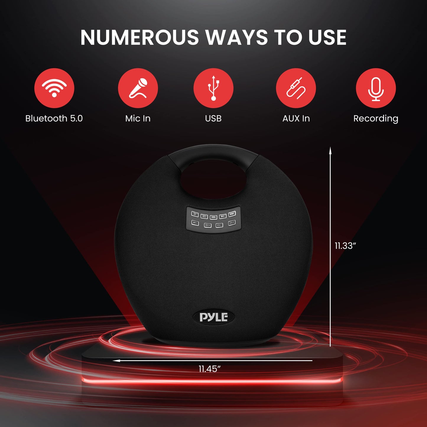 Pyle Wireless Portable Bluetooth Speaker, with Built in Rechargeable Battery, Wired Microphone, Clear Surround Sound, Mini IPX4 Waterproof Speaker for Indoor and Outdoor Activities