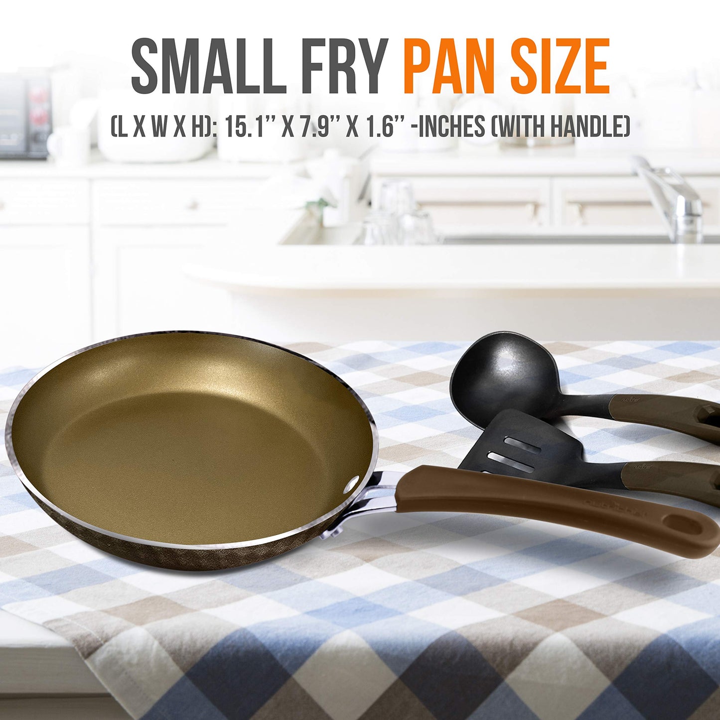 NutriChef 8'' Durable Small FryPan Nonstick High-Qualified Kitchen Cookware,Induction compatible PTFE/PFOA/PFOS-Free Heat Resistant Lacquer Kitchen Ware,Compatible with Model:NCCW11COF,One size,Coffee