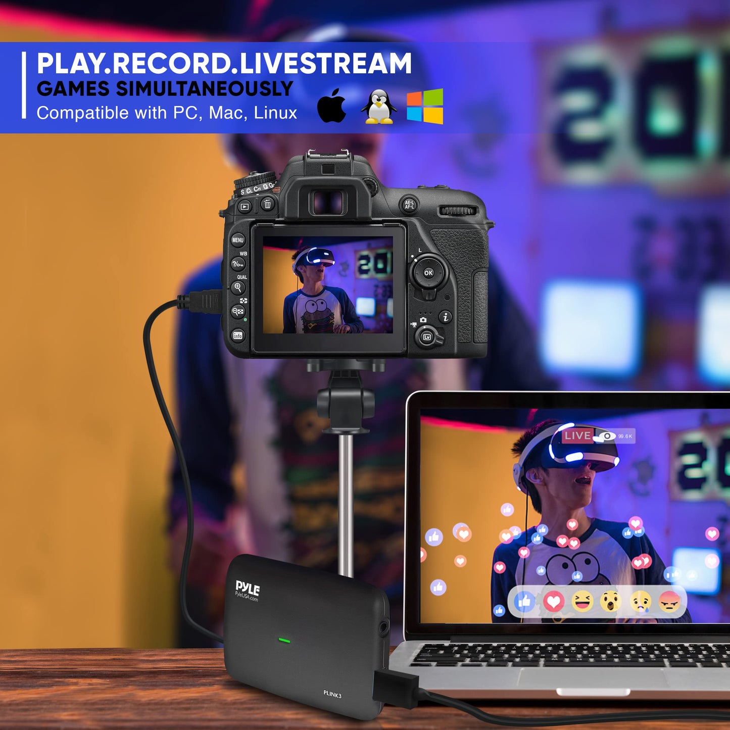 Pyle Capture Card 4K USB3.1 HDMI-to-USB Audio-Video Record via DSLR Camcorder Action Cam, Ultra High Speed, PS3, P4, PS5, Xbox, Nintendo Switch, Wii, Game Streaming, Conference Live Broadcast- PLINK3