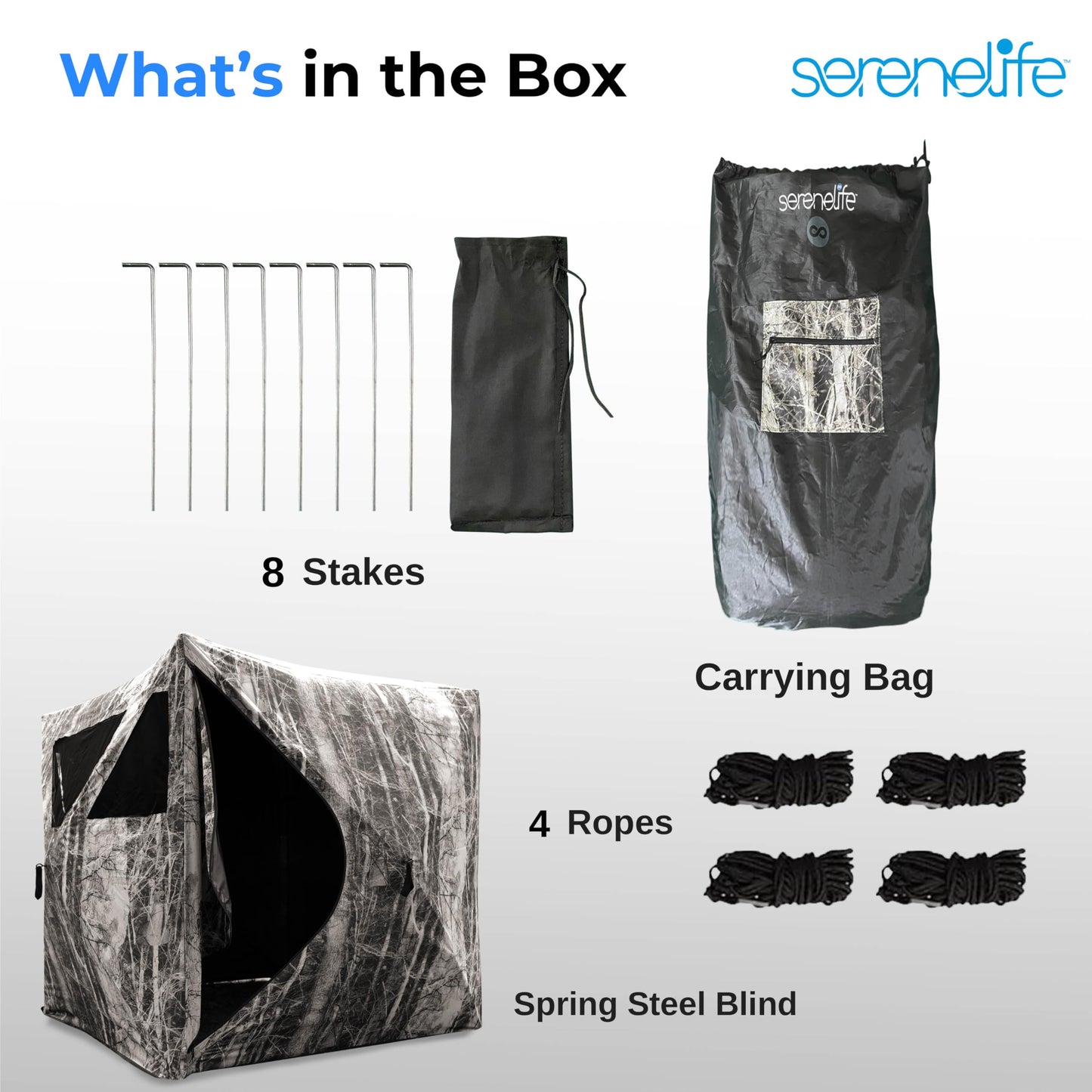 SereneLife 2-3 Person Hunting Blind for Deer and Turkey Shooting, See-Through Hunting Gear with Carry Bag, Pop-Up Portable Ground Equipment and Accessories (Camouflage)